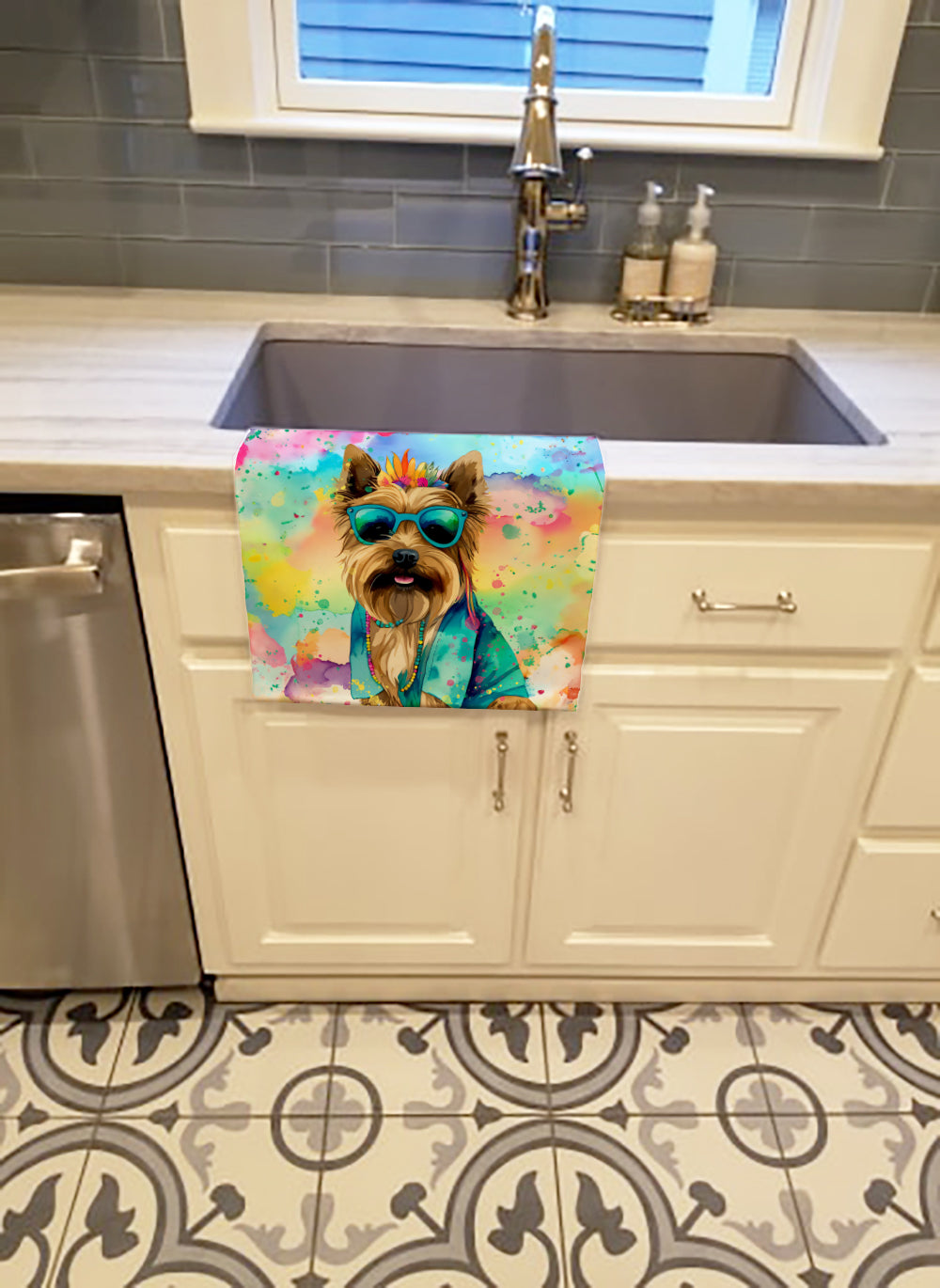 Cairn Terrier Hippie Dawg Kitchen Towel