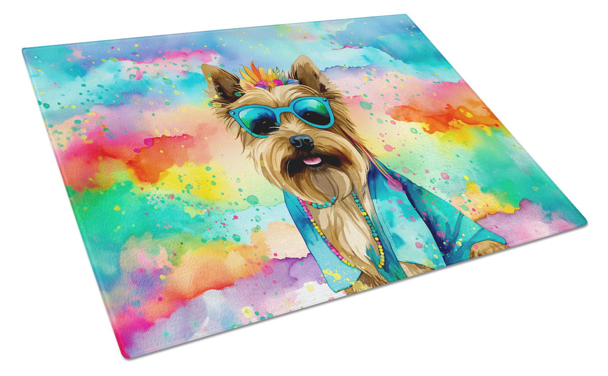 Buy this Cairn Terrier Hippie Dawg Glass Cutting Board Large