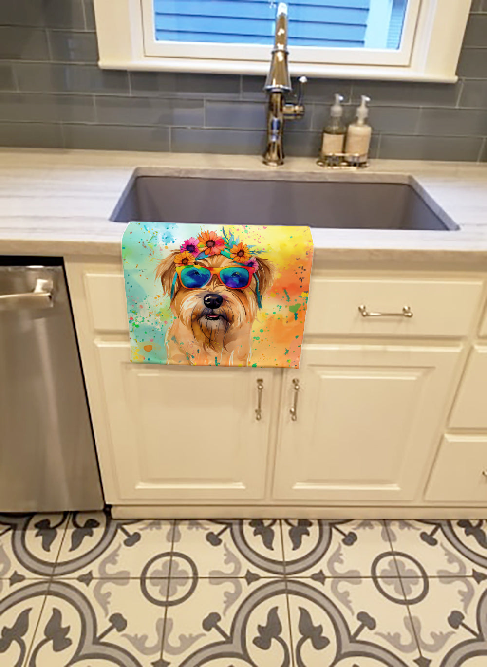 Cairn Terrier Hippie Dawg Kitchen Towel