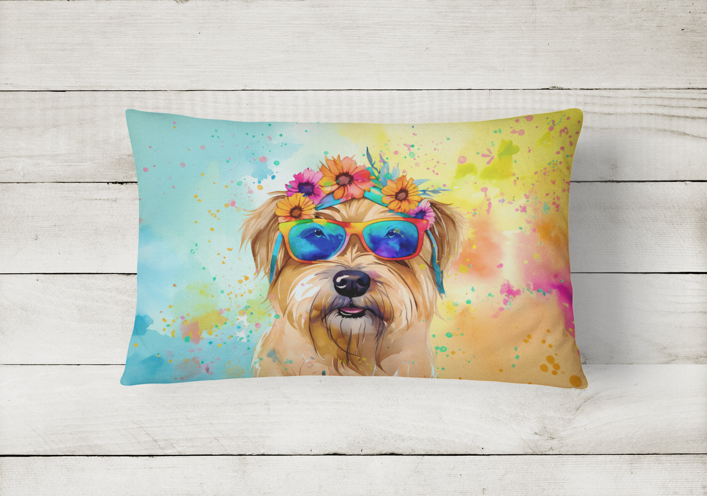 Cairn Terrier Hippie Dawg Fabric Decorative Pillow