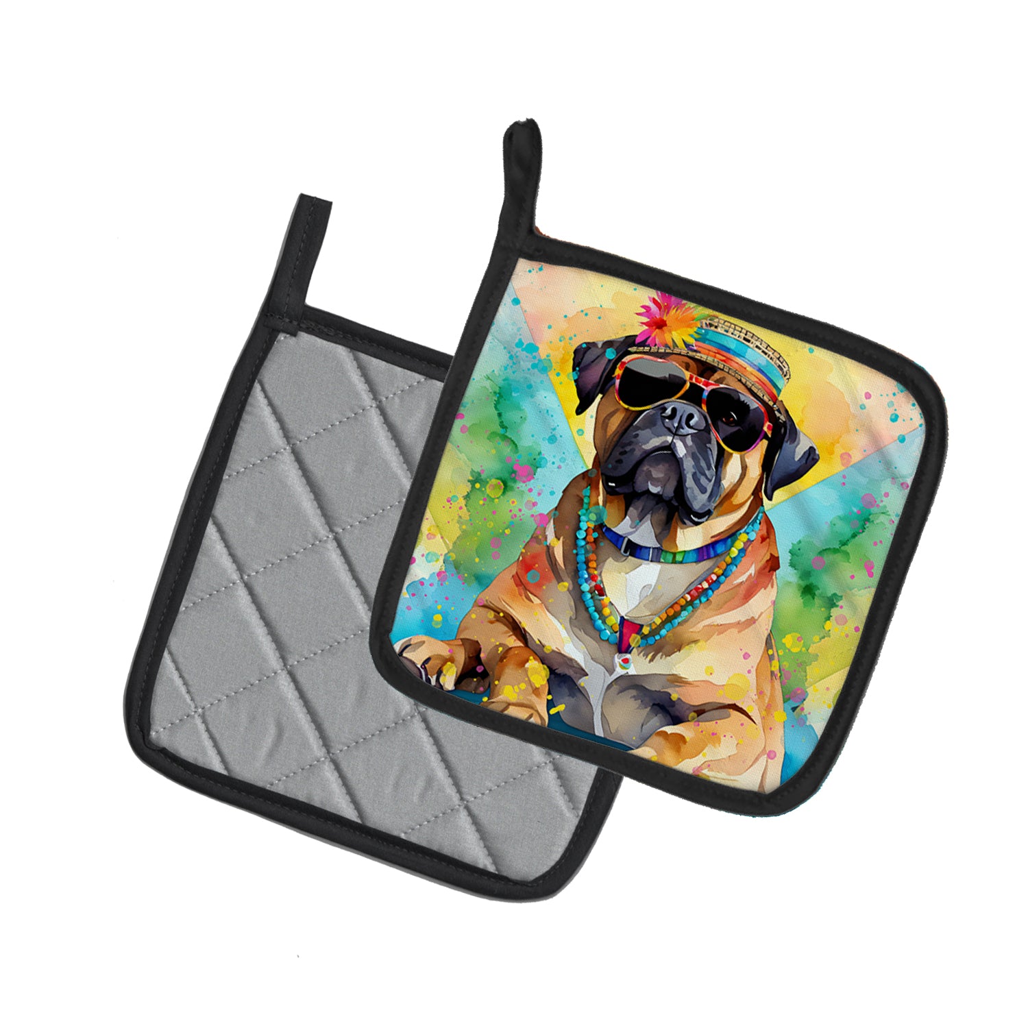 Cane Corso Hippie Dawg Pair of Pot Holders