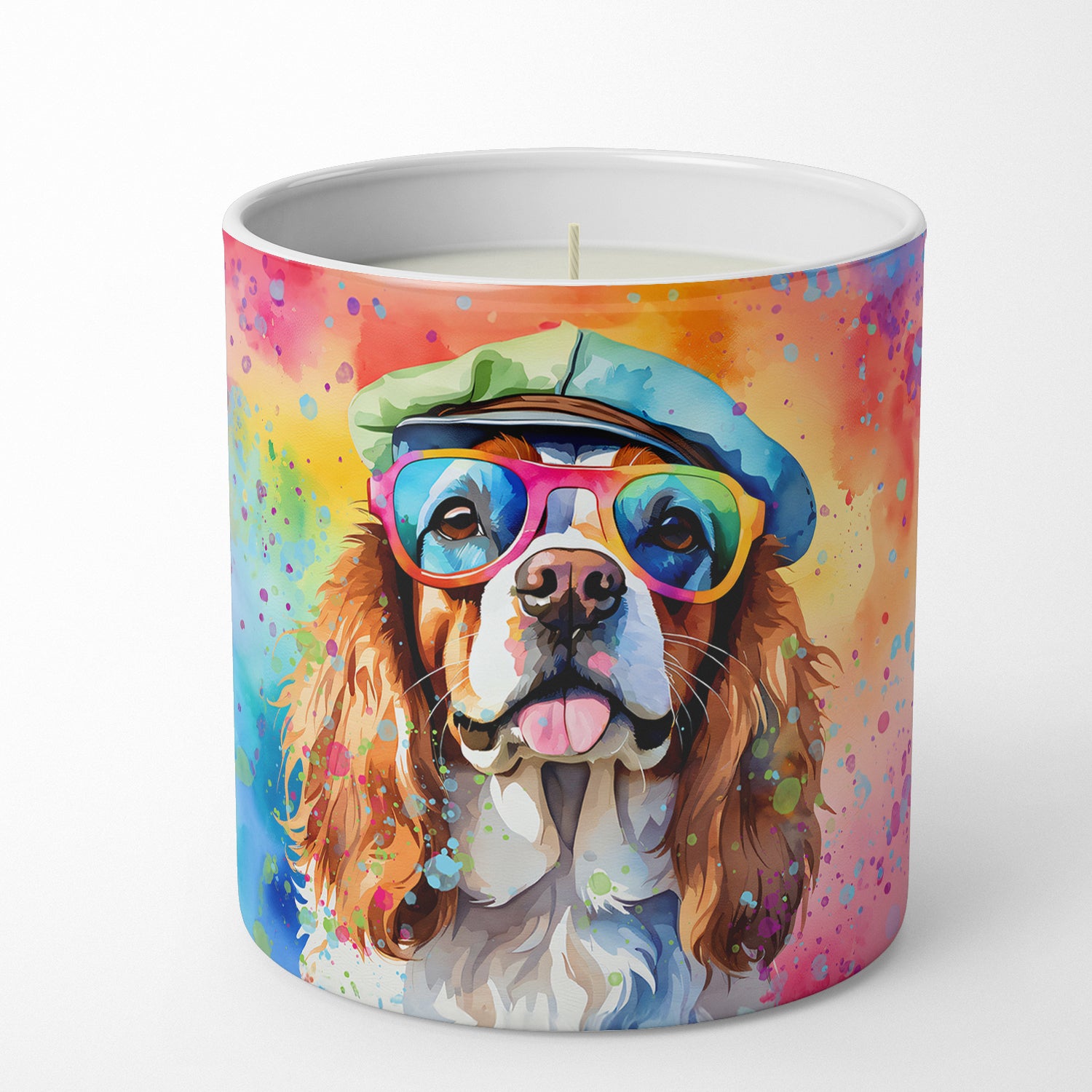 Caroline's Treasures Cavalier Spaniel Hippie Dawg Decorative Soy Candle