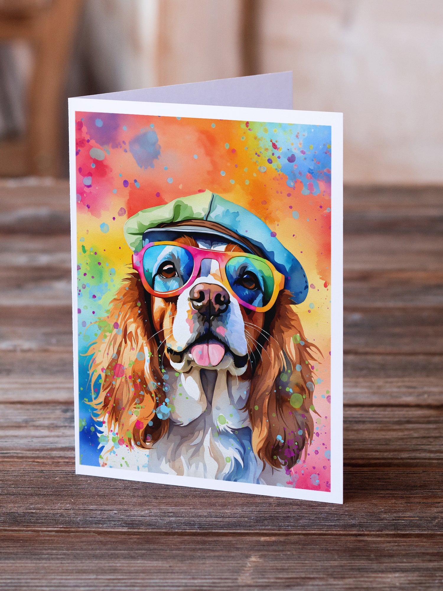Cavalier Spaniel Hippie Dawg Greeting Cards Pack of 8