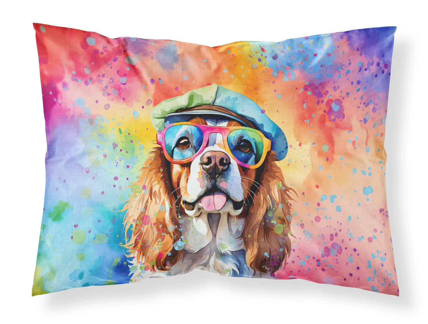 Caroline's Treasures Cavalier Spaniel Hippie Dawg Standard Pillowcase – Artistic Decorative Front, White Back
