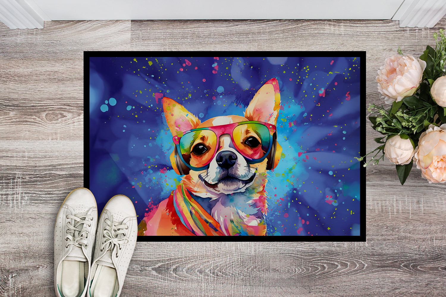 Chihuahua Hippie Dawg Indoor or Outdoor Mat 24x36
