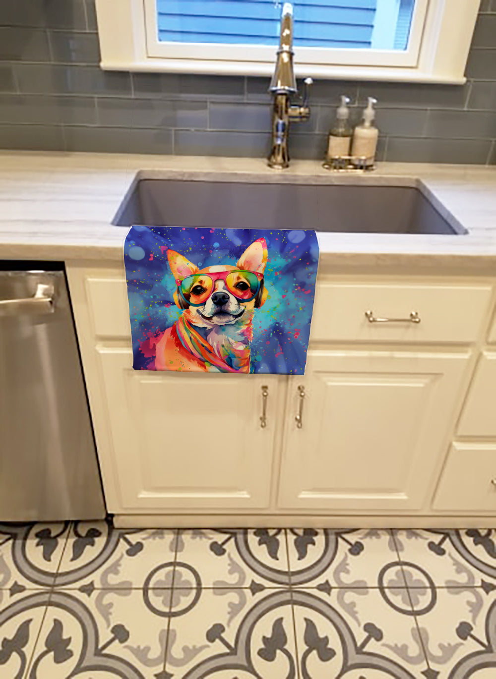 Chihuahua Hippie Dawg Kitchen Towel