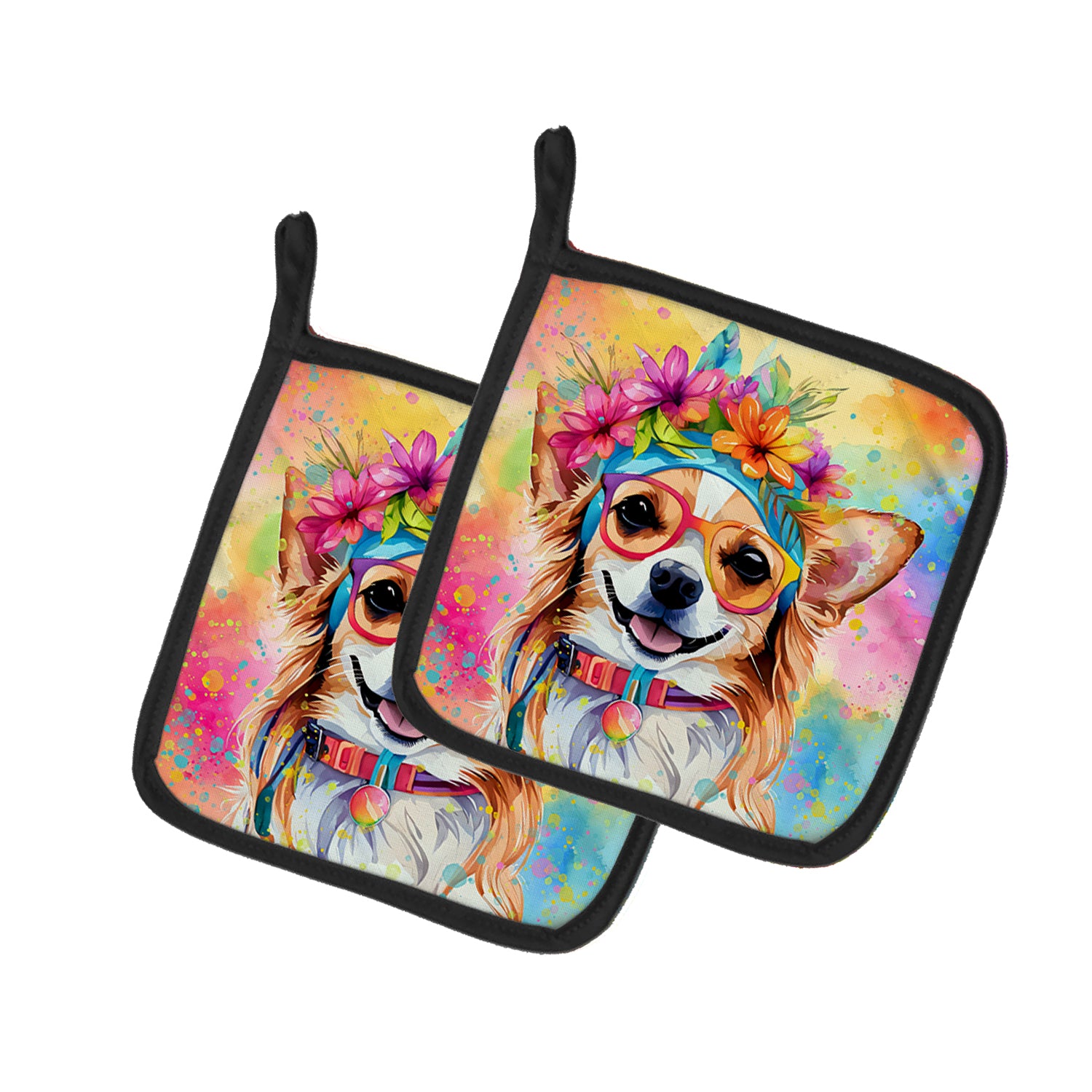 Buy this Chihuahua Hippie Dawg Pair of Pot Holders