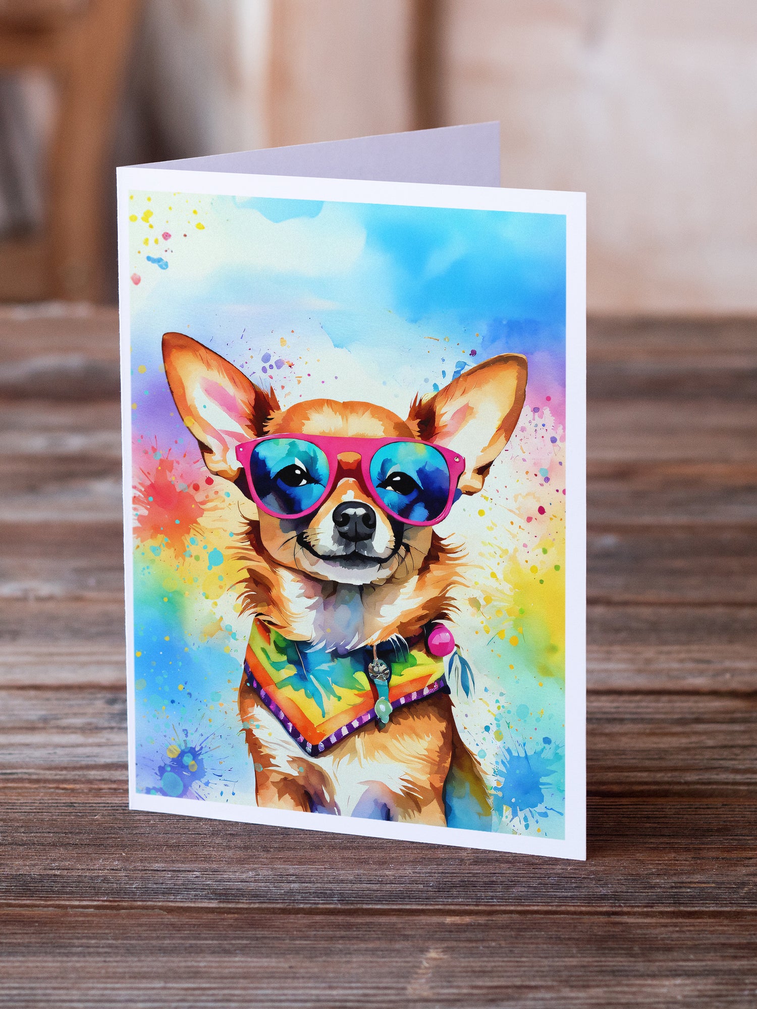 Chihuahua Hippie Dawg Greeting Cards Pack of 8