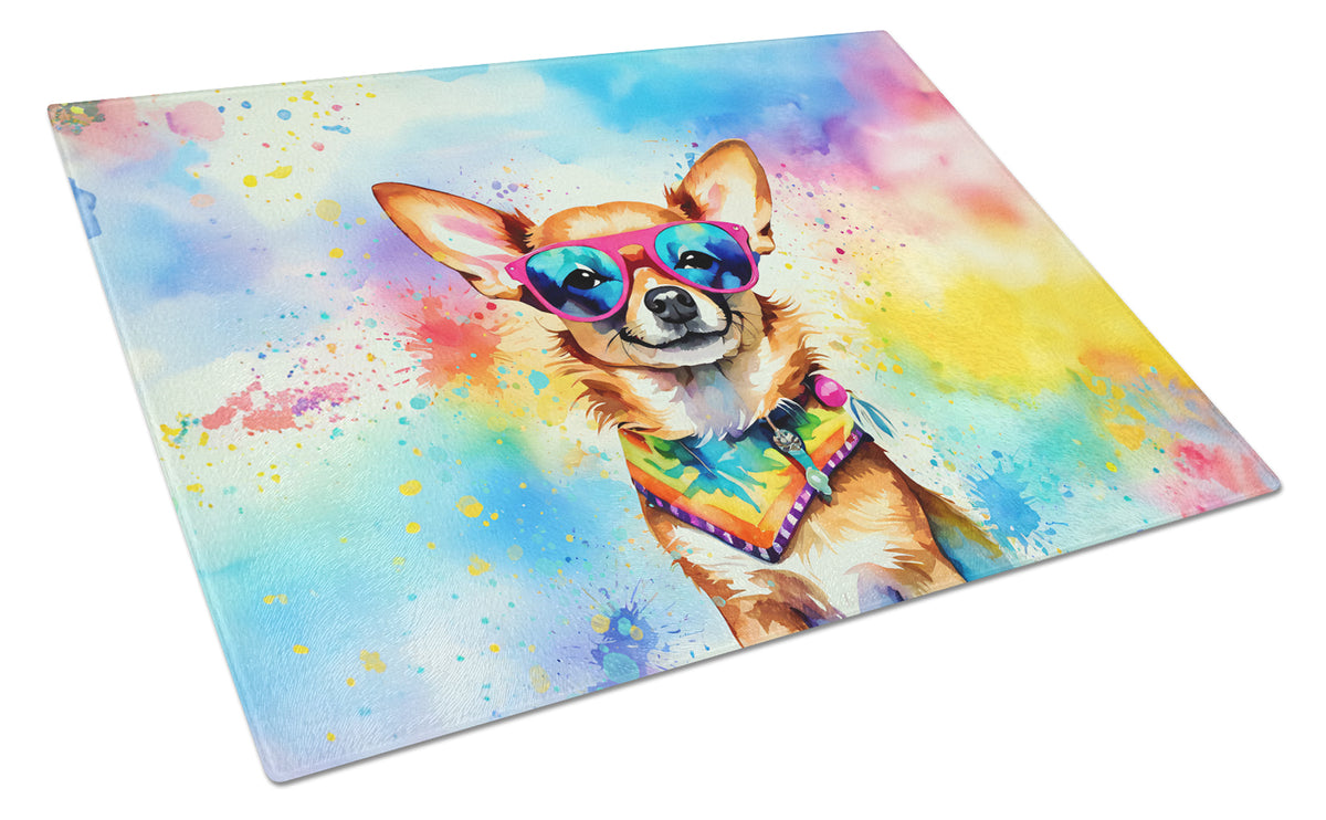 Buy this Chihuahua Hippie Dawg Glass Cutting Board Large