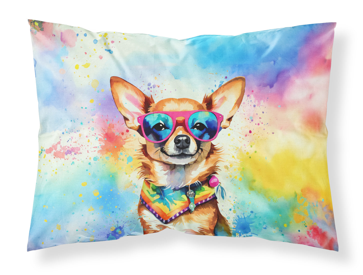 Caroline's Treasures Chihuahua Hippie Dawg Standard Pillowcase – Artistic Decorative Front, White Back