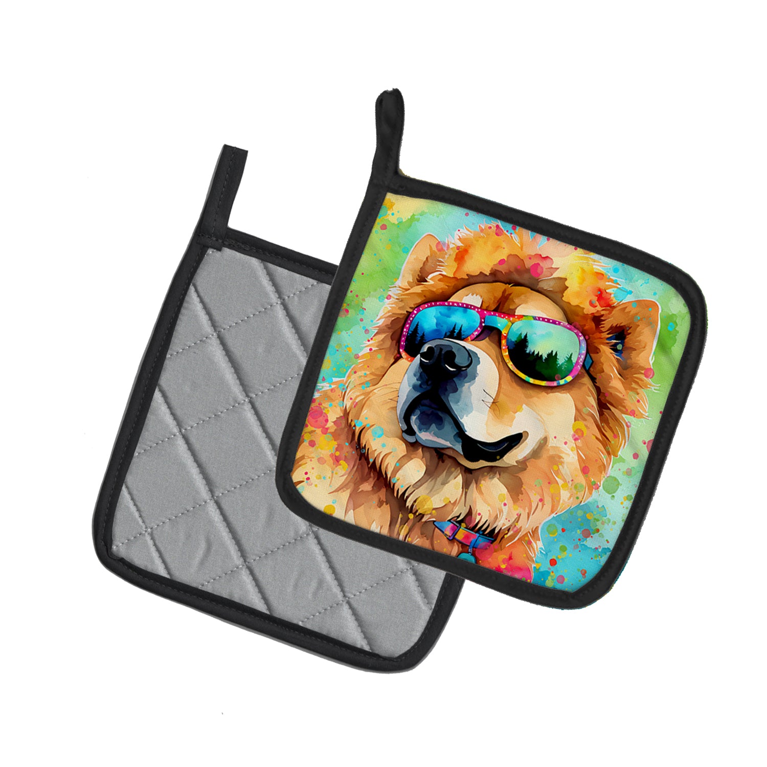 Chow Chow Hippie Dawg Pair of Pot Holders
