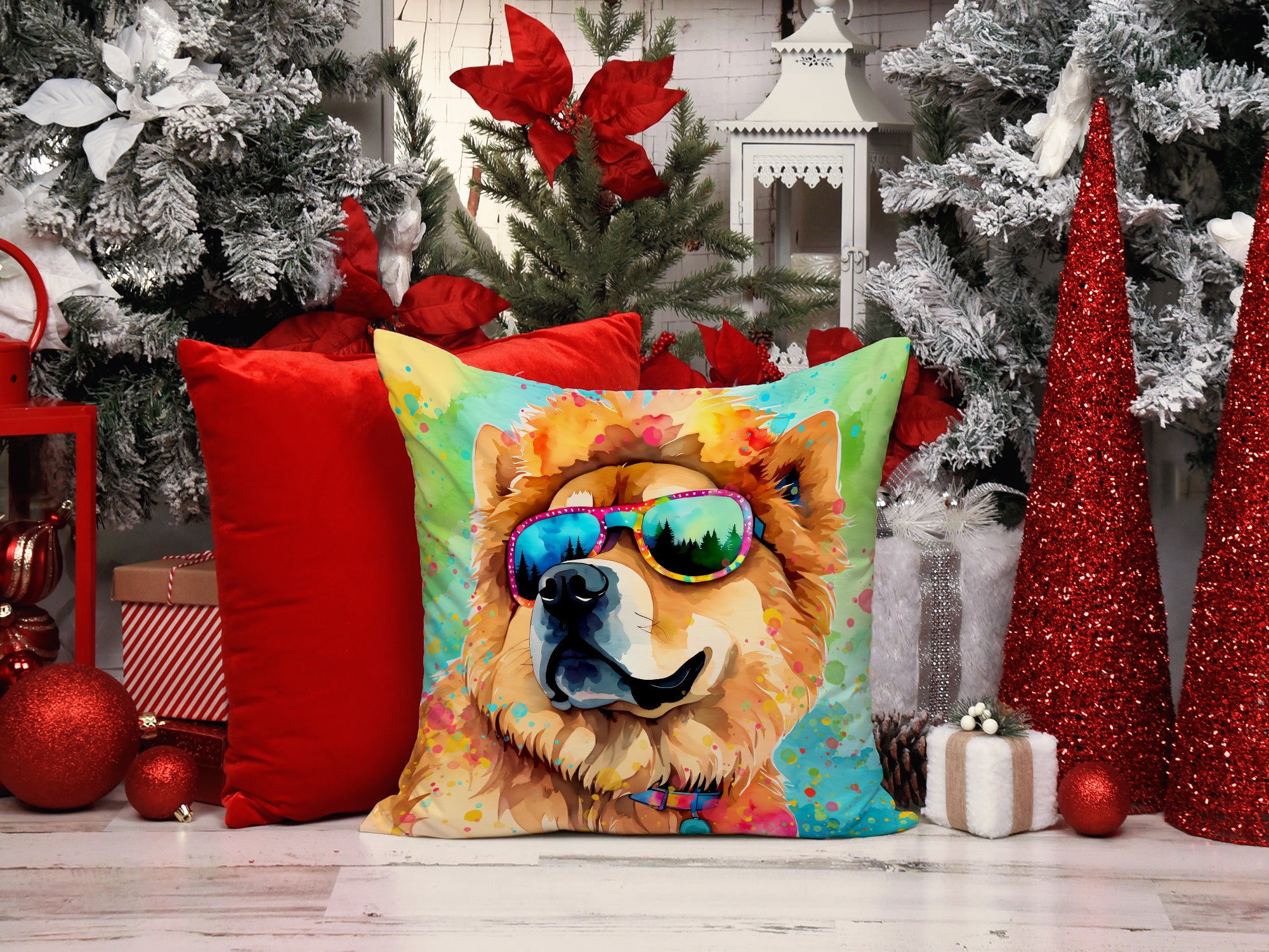 Chow Chow Hippie Dawg Fabric Decorative Pillow