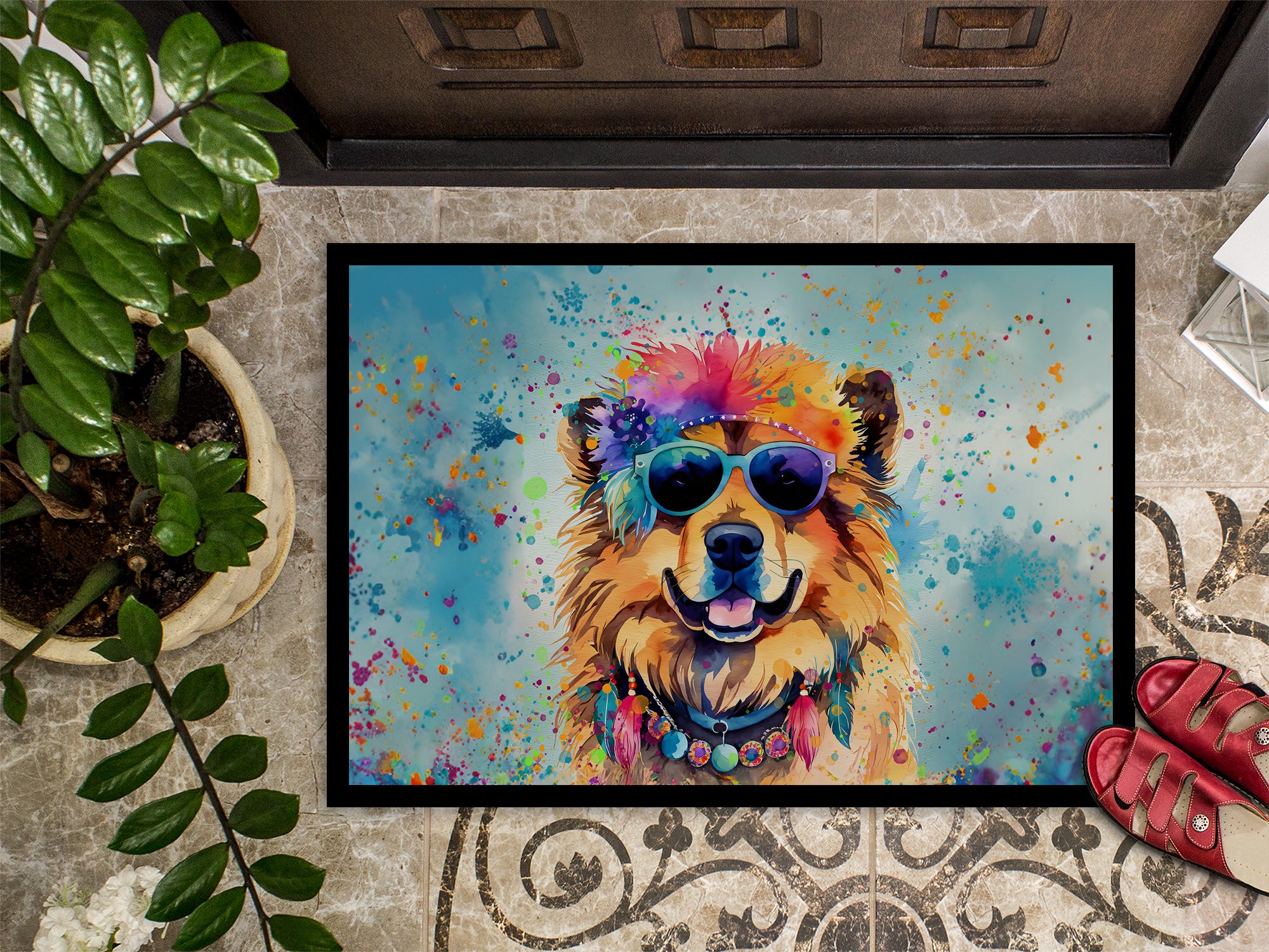 Chow Chow Hippie Dawg Indoor or Outdoor Mat 24x36