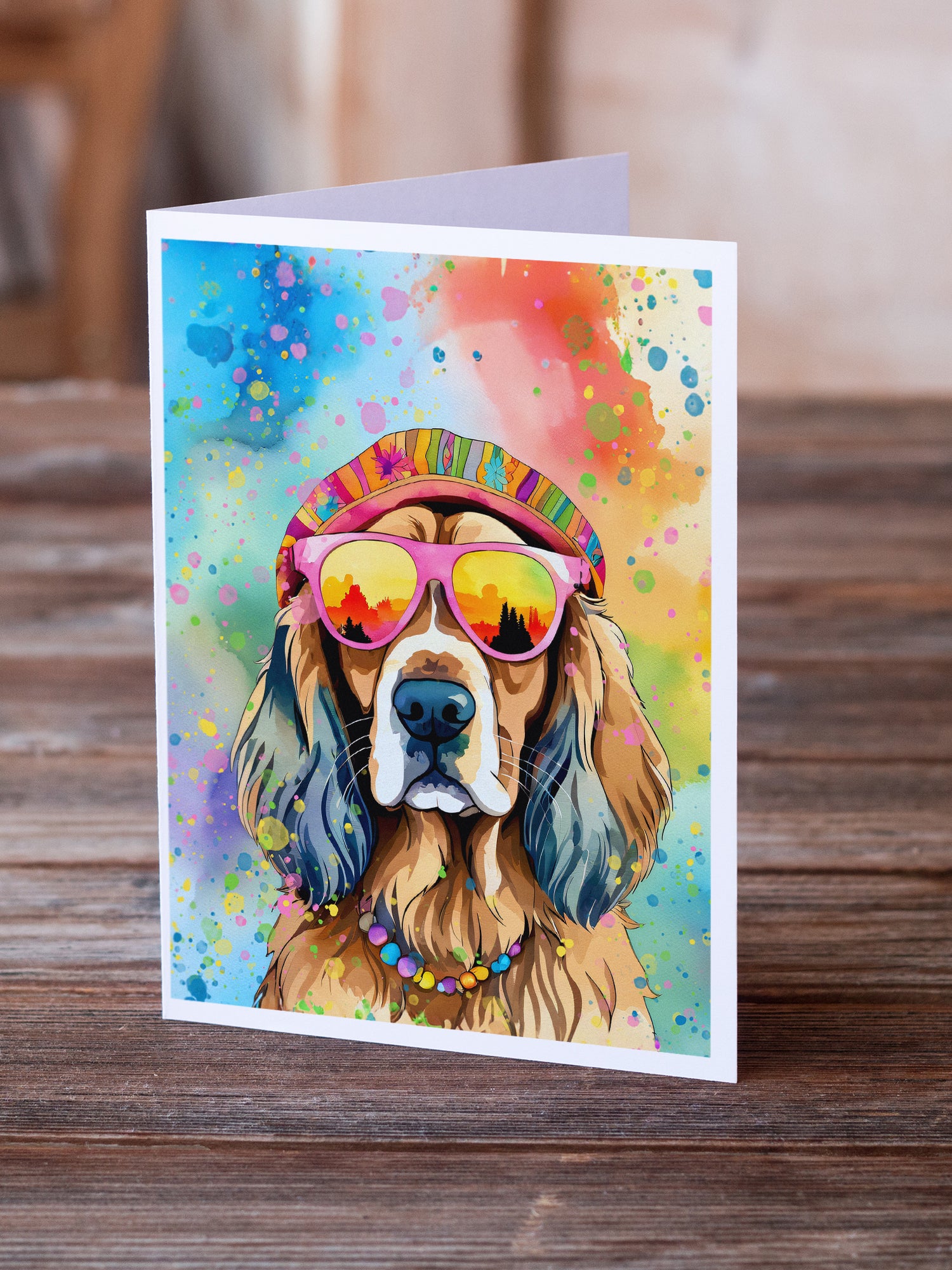 Cocker Spaniel Hippie Dawg Greeting Cards Pack of 8