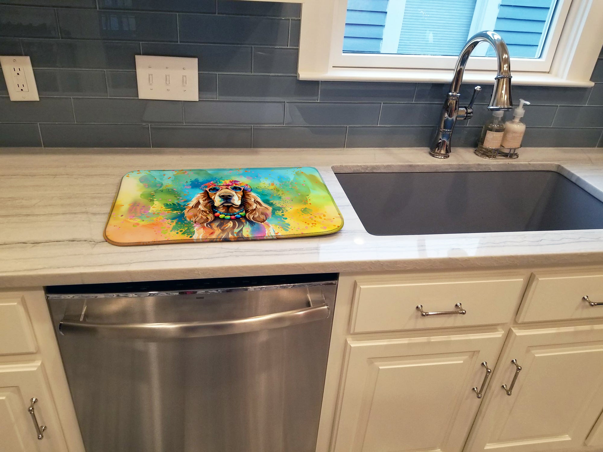 Cocker Spaniel Hippie Dawg Dish Drying Mat
