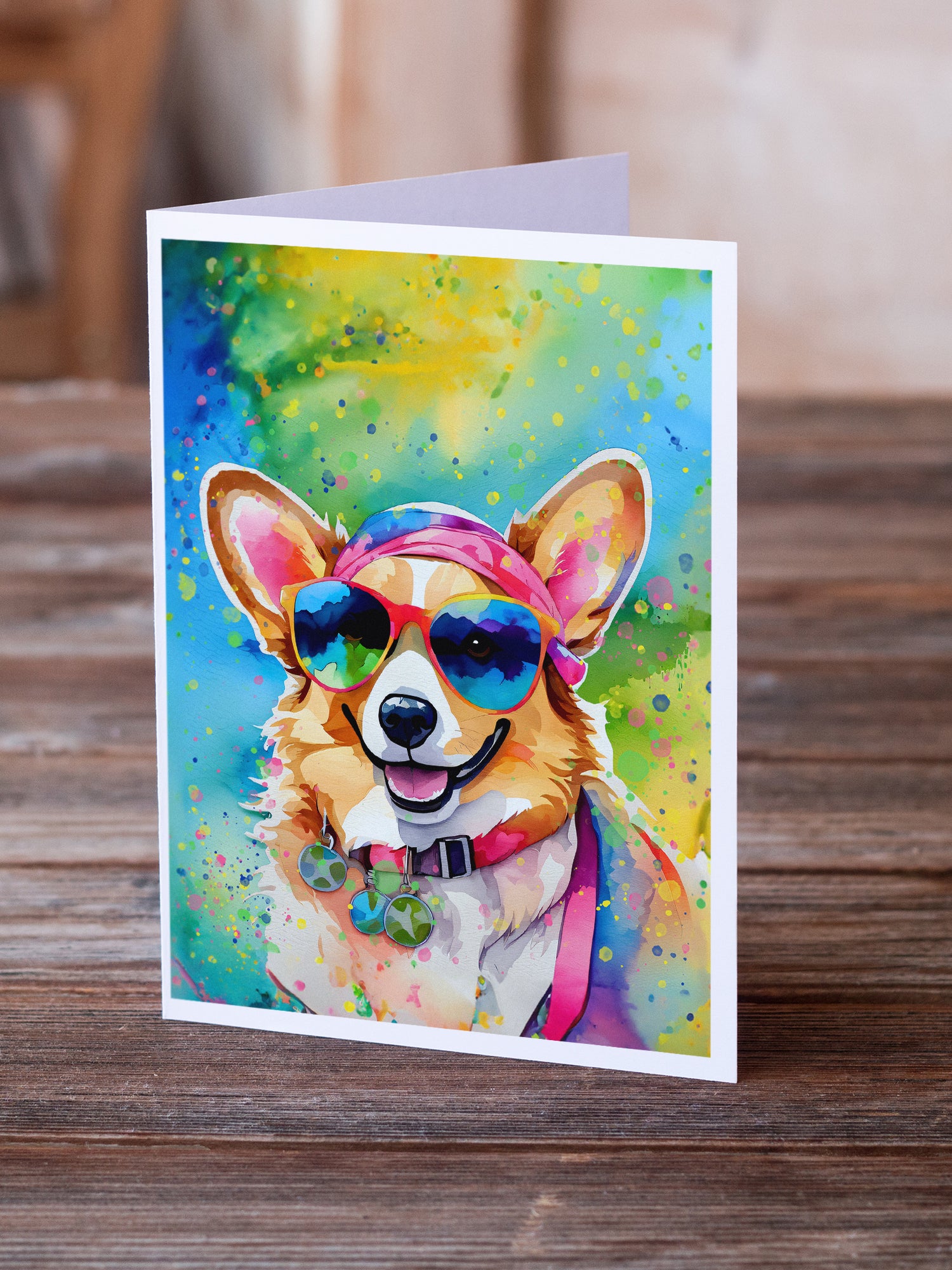 Corgi Hippie Dawg Greeting Cards Pack of 8