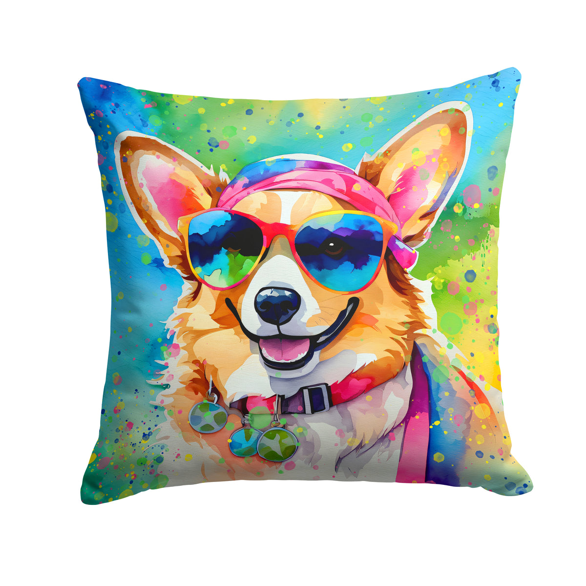 Buy this Corgi Hippie Dawg Fabric Decorative Pillow