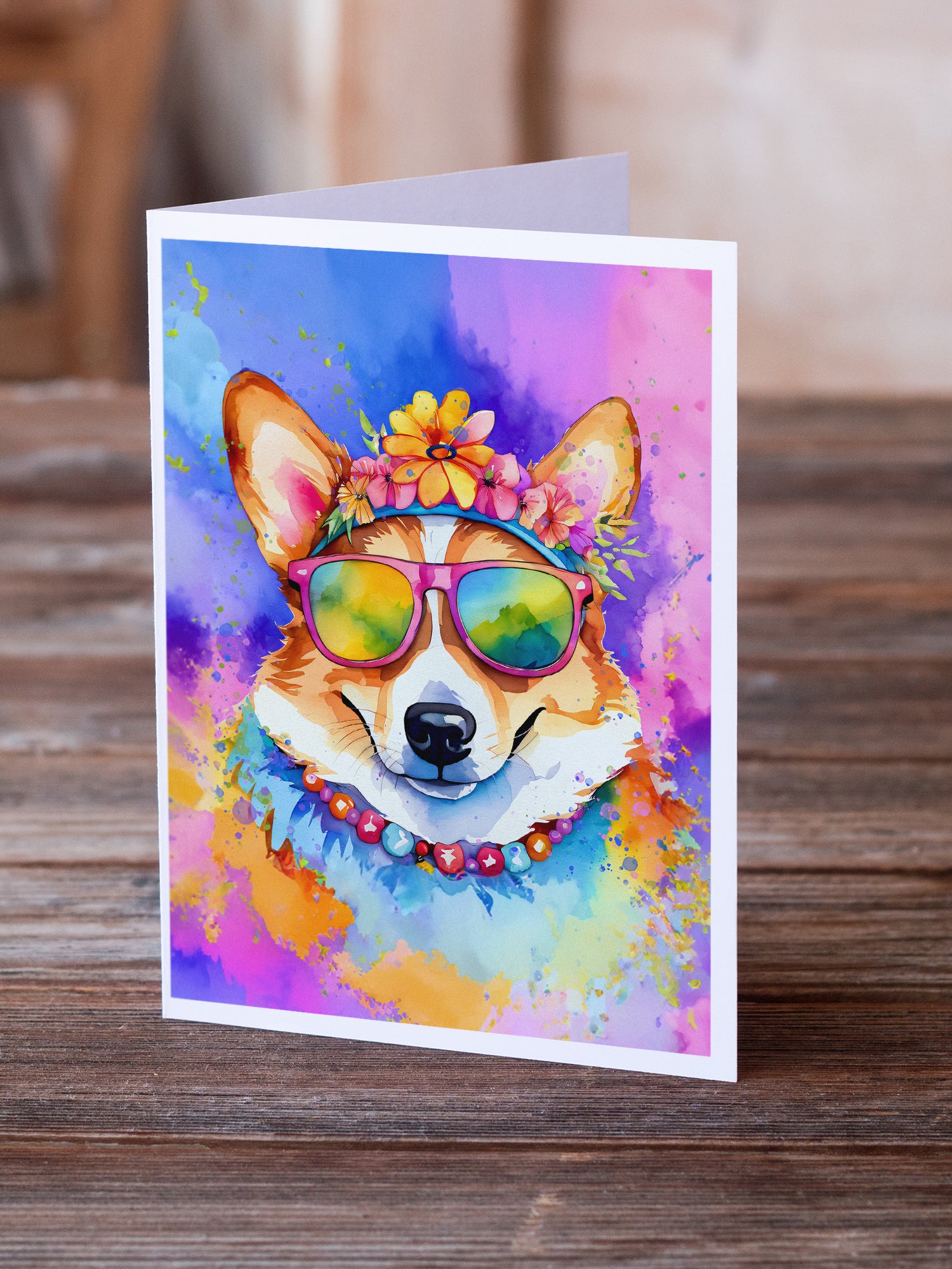 Buy this Corgi Hippie Dawg Greeting Cards Pack of 8