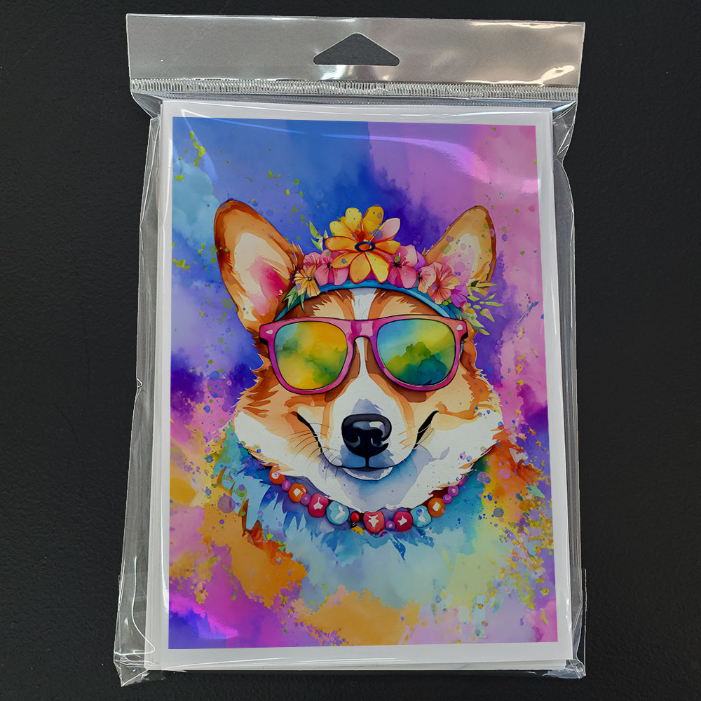 Corgi Hippie Dawg Greeting Cards Pack of 8