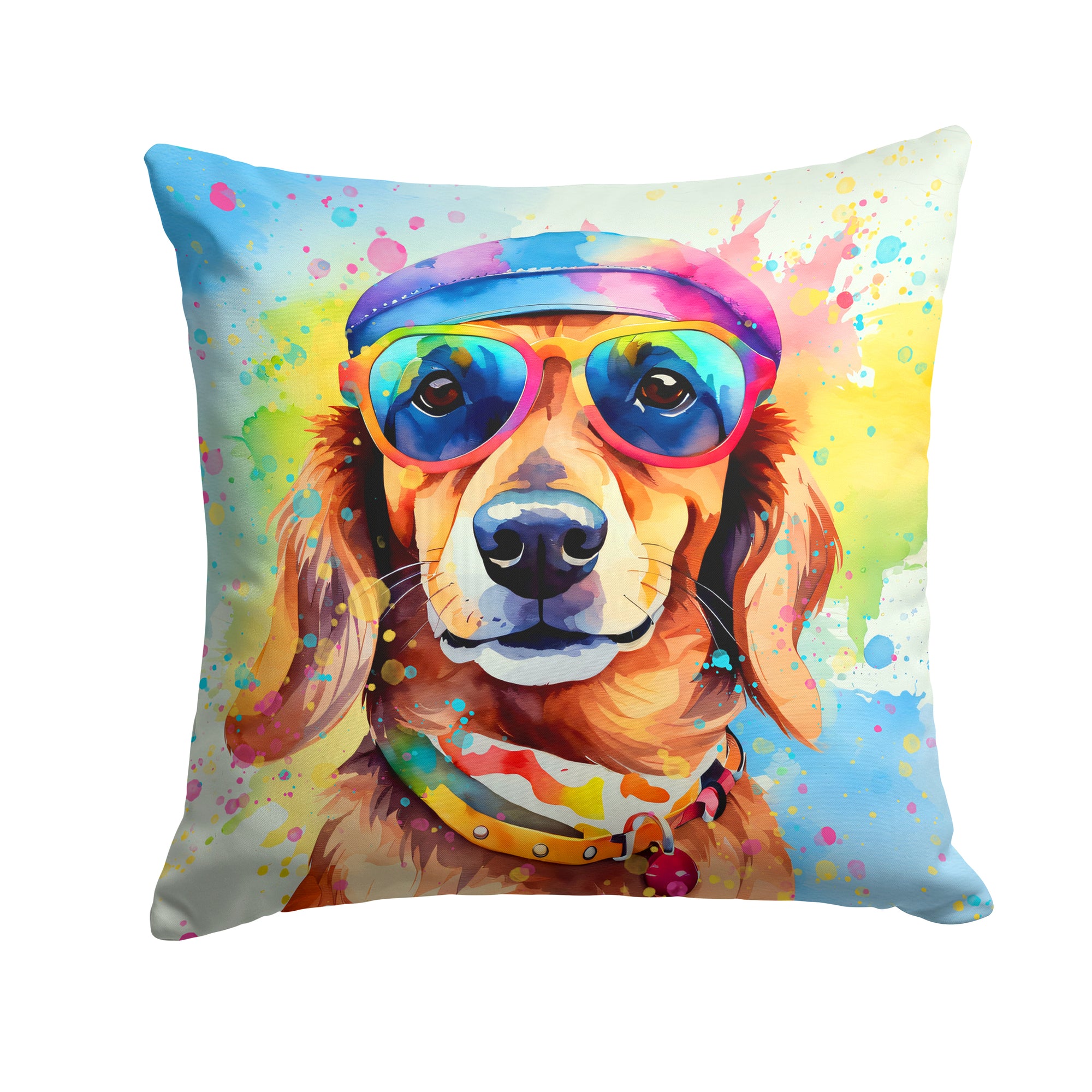 Buy this Dachshund Hippie Dawg Fabric Decorative Pillow