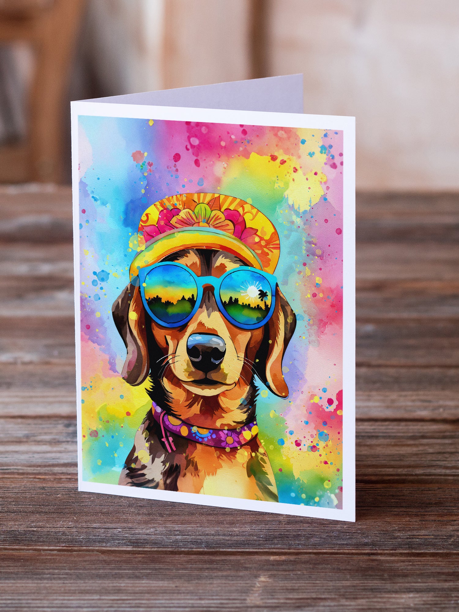 Dachshund Hippie Dawg Greeting Cards Pack of 8