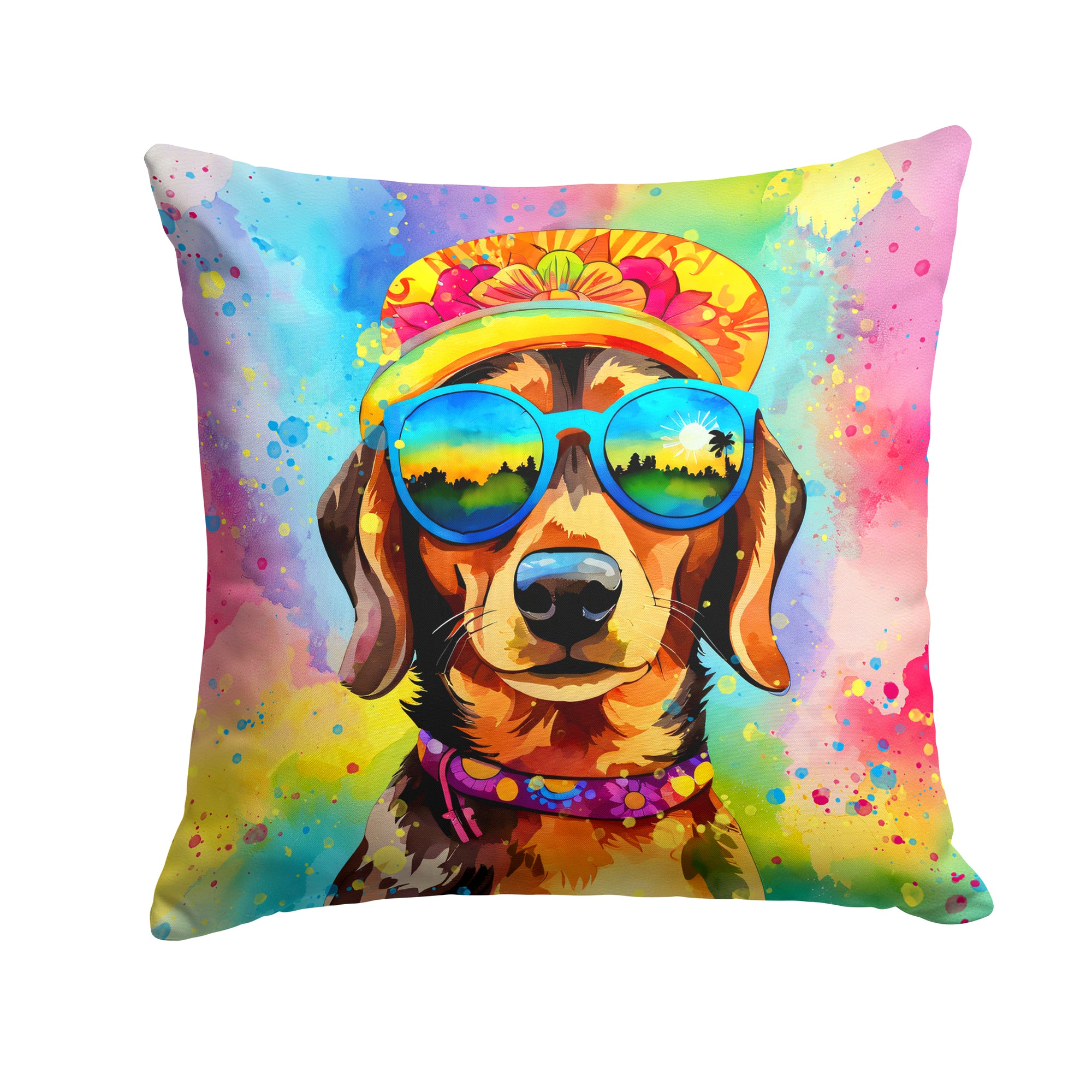 Buy this Dachshund Hippie Dawg Fabric Decorative Pillow