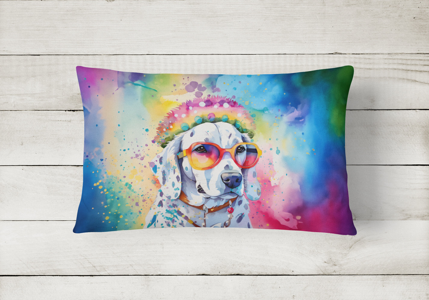 Dalmatian Hippie Dawg Fabric Decorative Pillow