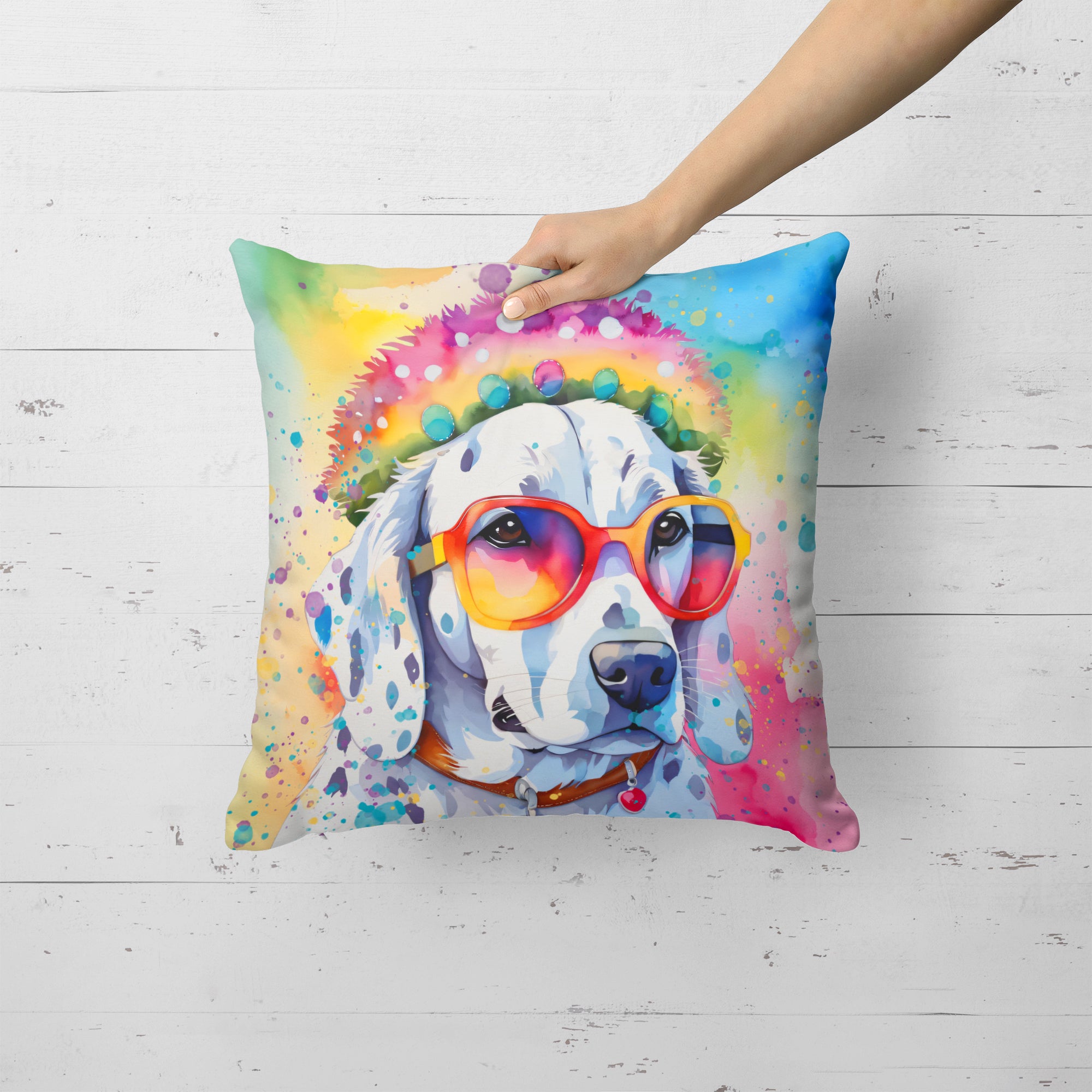 Dalmatian Hippie Dawg Fabric Decorative Pillow