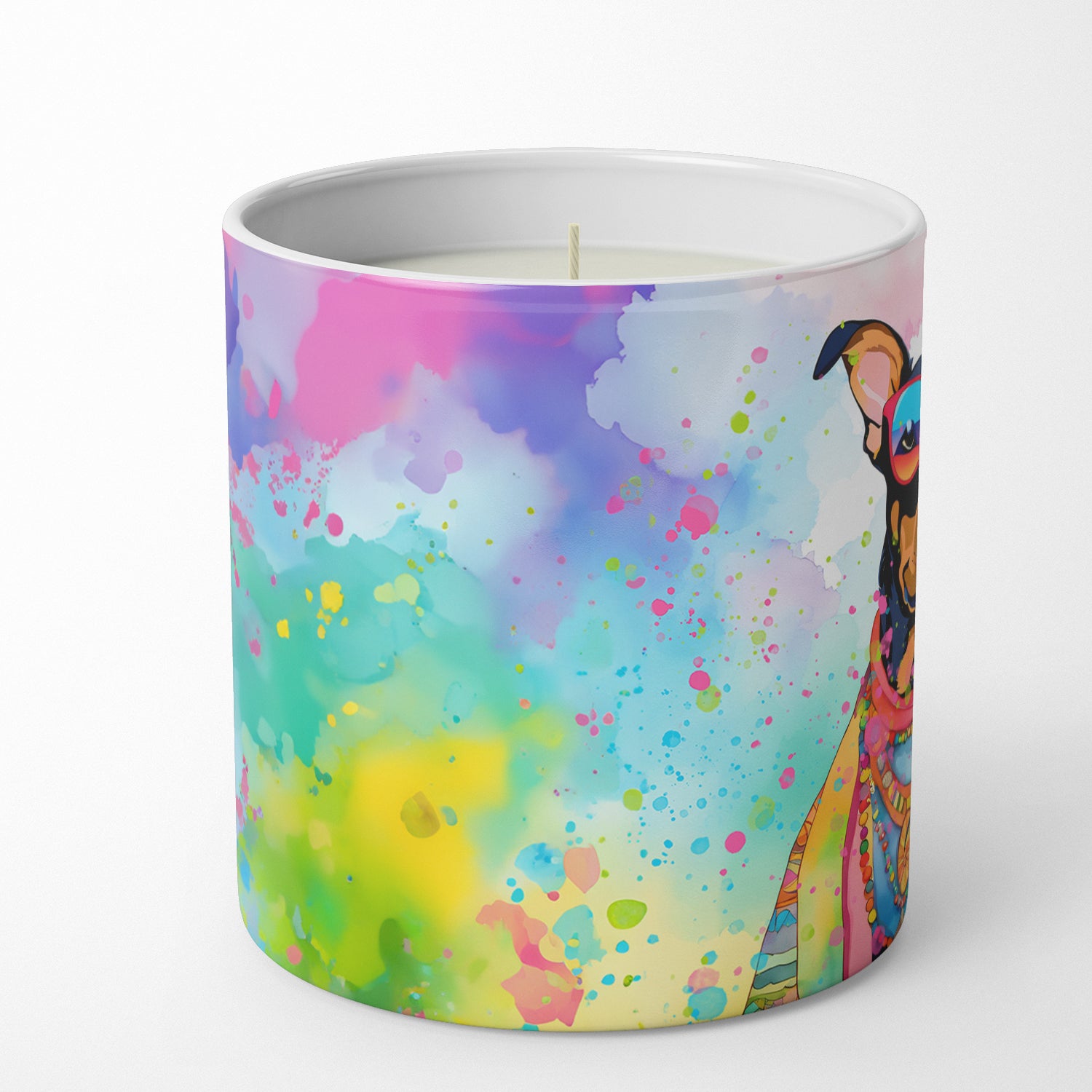 Doberman Pinscher Hippie Dawg Decorative Soy Candle
