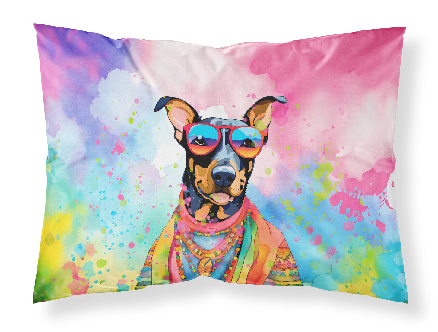 Caroline's Treasures Doberman Pinscher Hippie Dawg Standard Pillowcase – Artistic Decorative Front, White Back