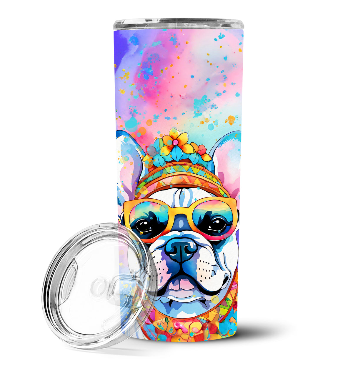 Buy this French Bulldog Hippie Dawg Stainless Steel Skinny Tumbler