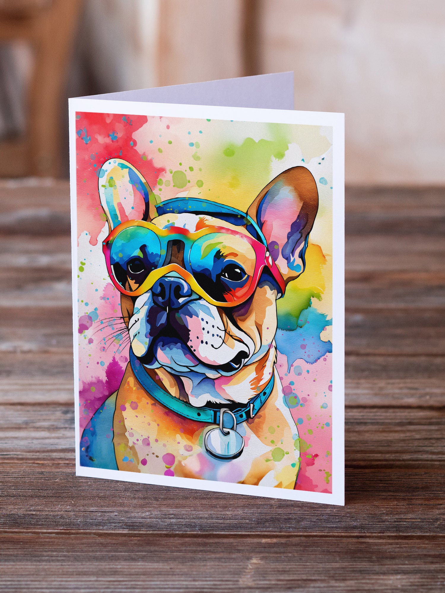 French Bulldog Hippie Dawg Greeting Cards Pack of 8
