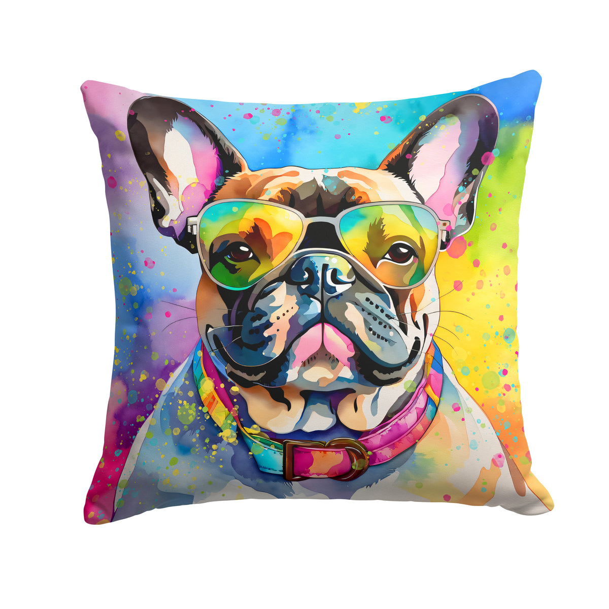 Buy this French Bulldog Hippie Dawg Fabric Decorative Pillow