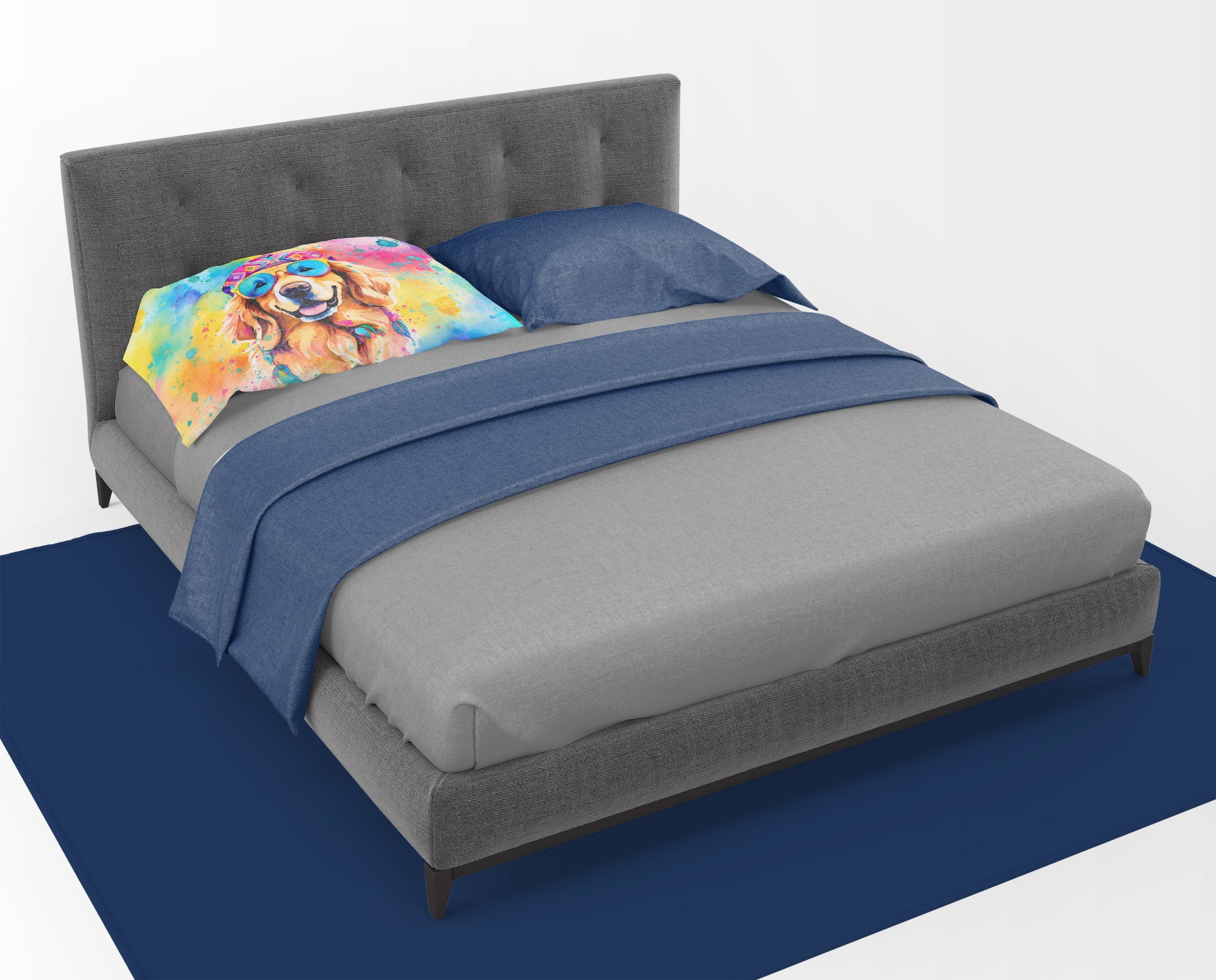 Caroline's Treasures Golden Retriever Hippie Dawg Standard Pillowcase – Artistic Decorative Front, White Back