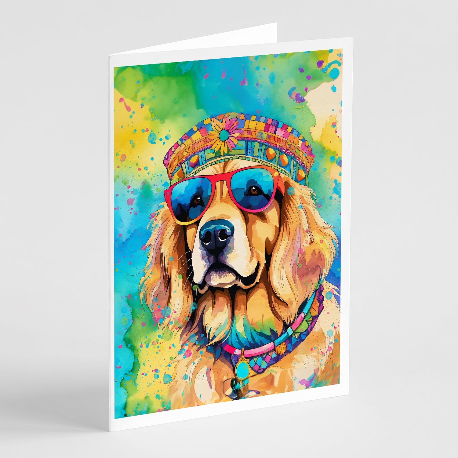 Buy this Golden Retriever Hippie Dawg Greeting Cards Pack of 8