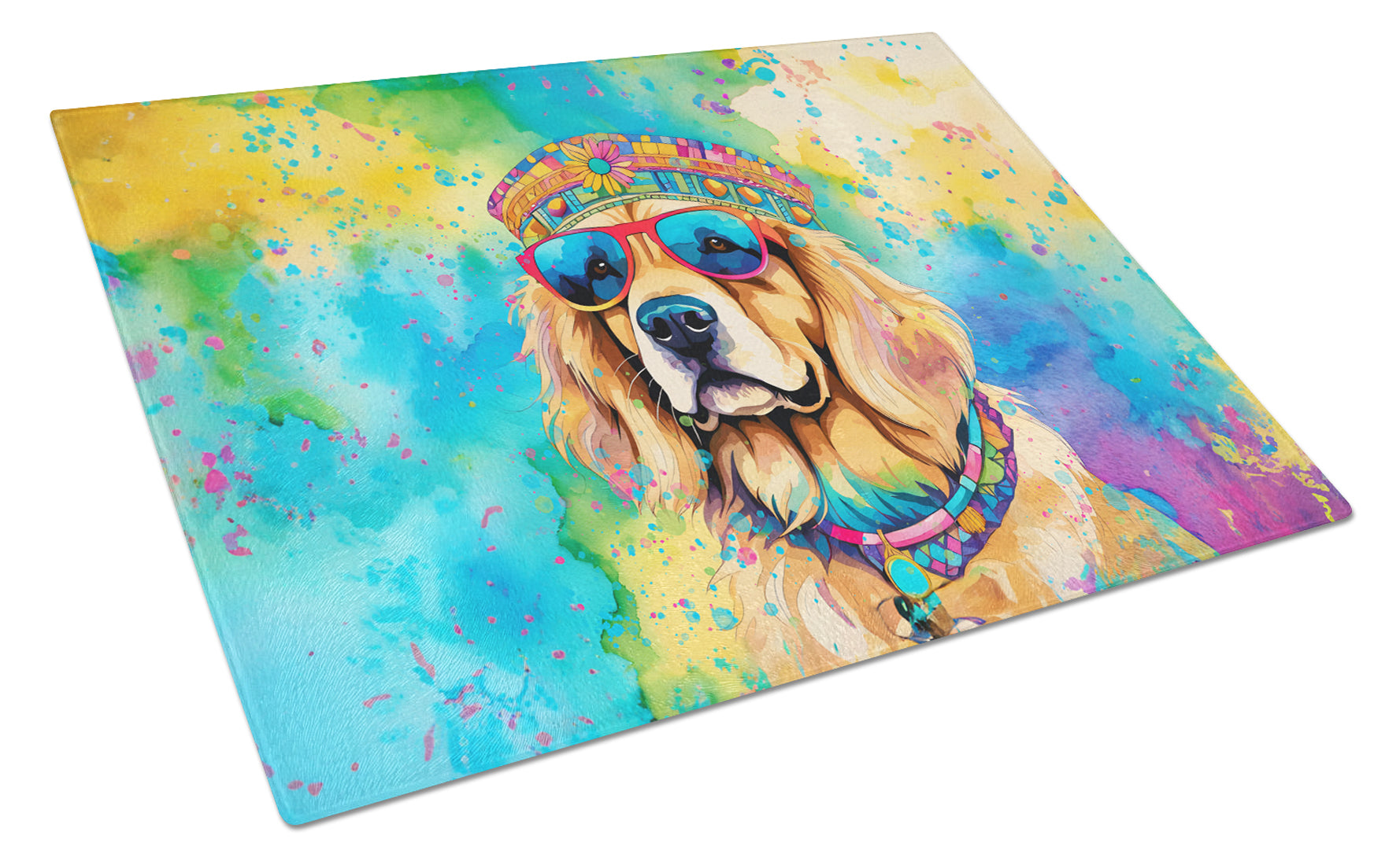Buy this Golden Retriever Hippie Dawg Glass Cutting Board Large