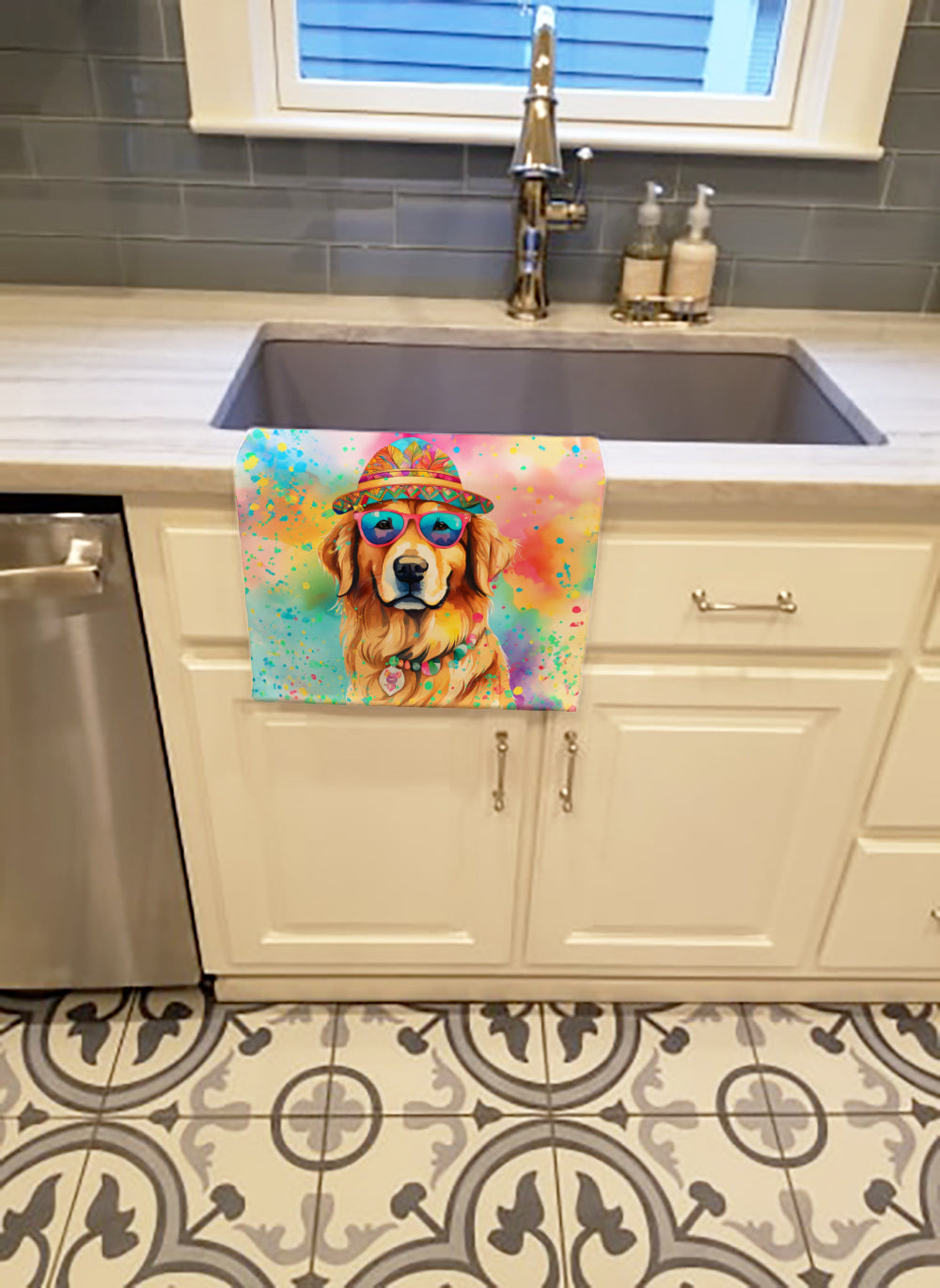Golden Retriever Hippie Dawg Kitchen Towel