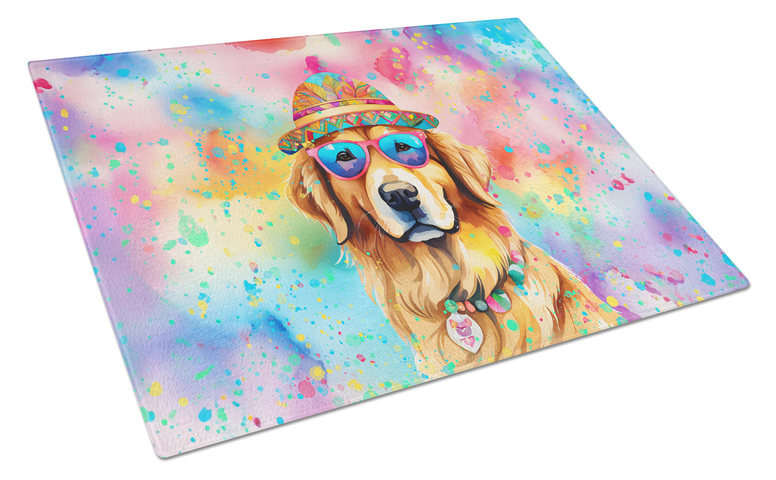 Buy this Golden Retriever Hippie Dawg Glass Cutting Board Large