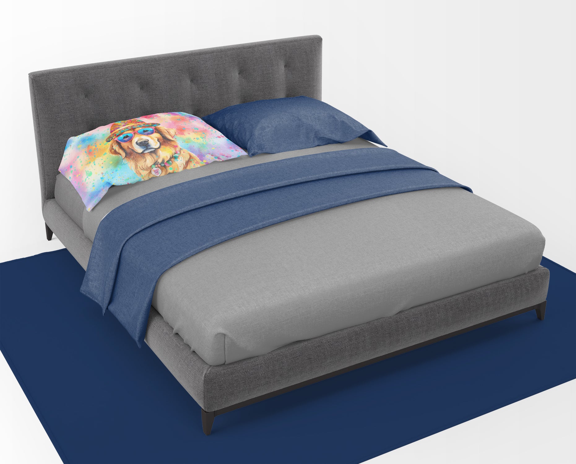 Caroline's Treasures Golden Retriever Hippie Dawg Standard Pillowcase – Artistic Decorative Front, White Back