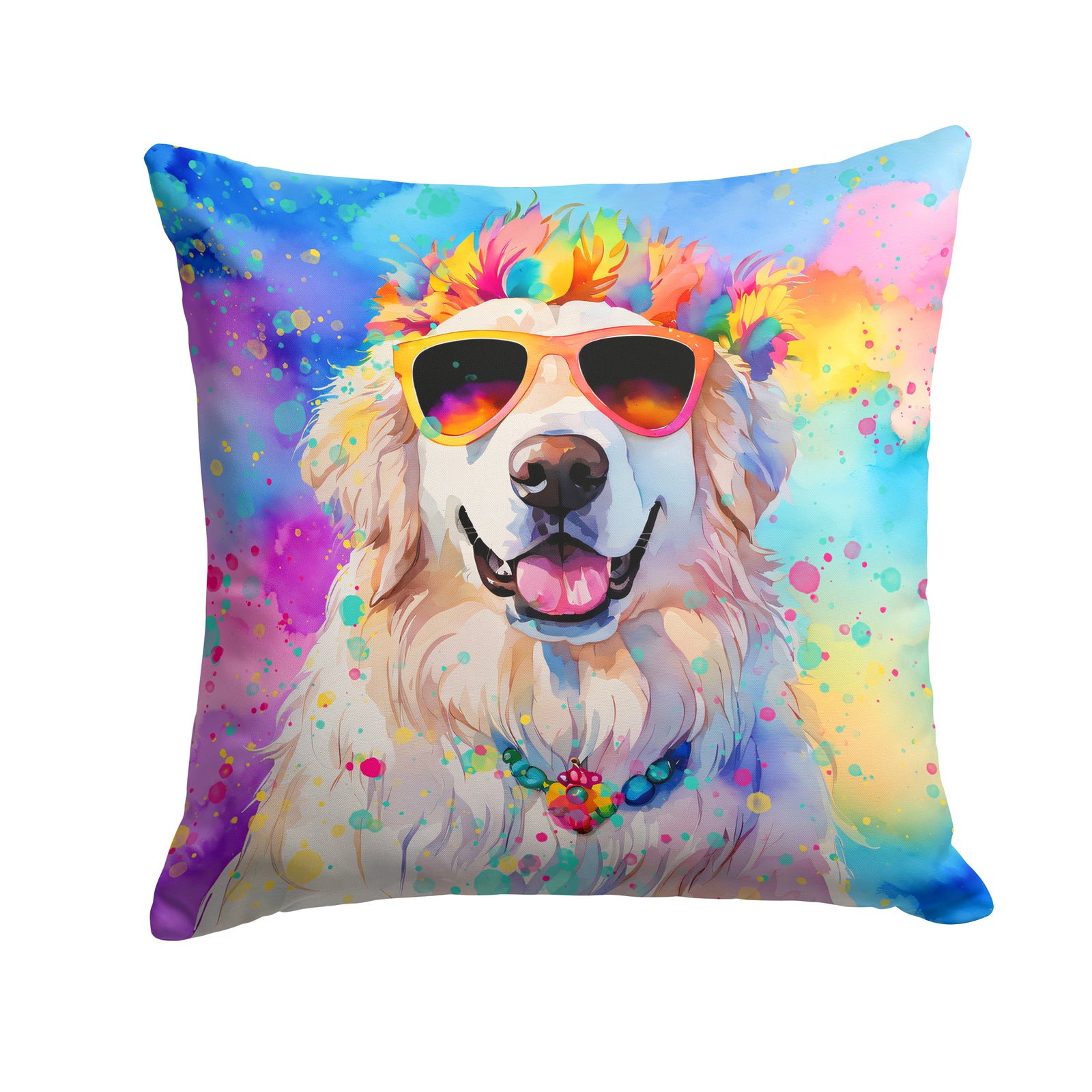 Buy this Great Pyrenees Hippie Dawg Fabric Decorative Pillow