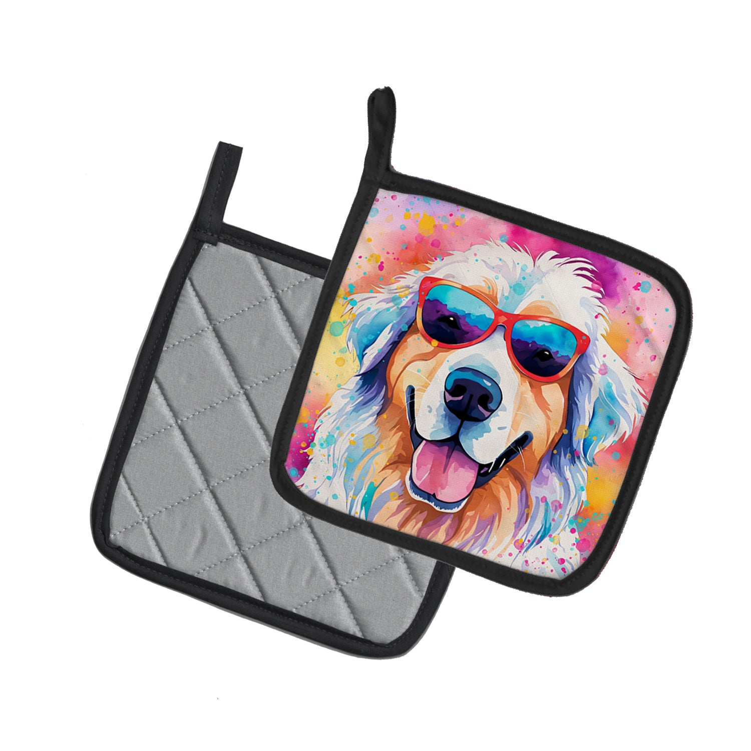 Great Pyrenees Hippie Dawg Pair of Pot Holders