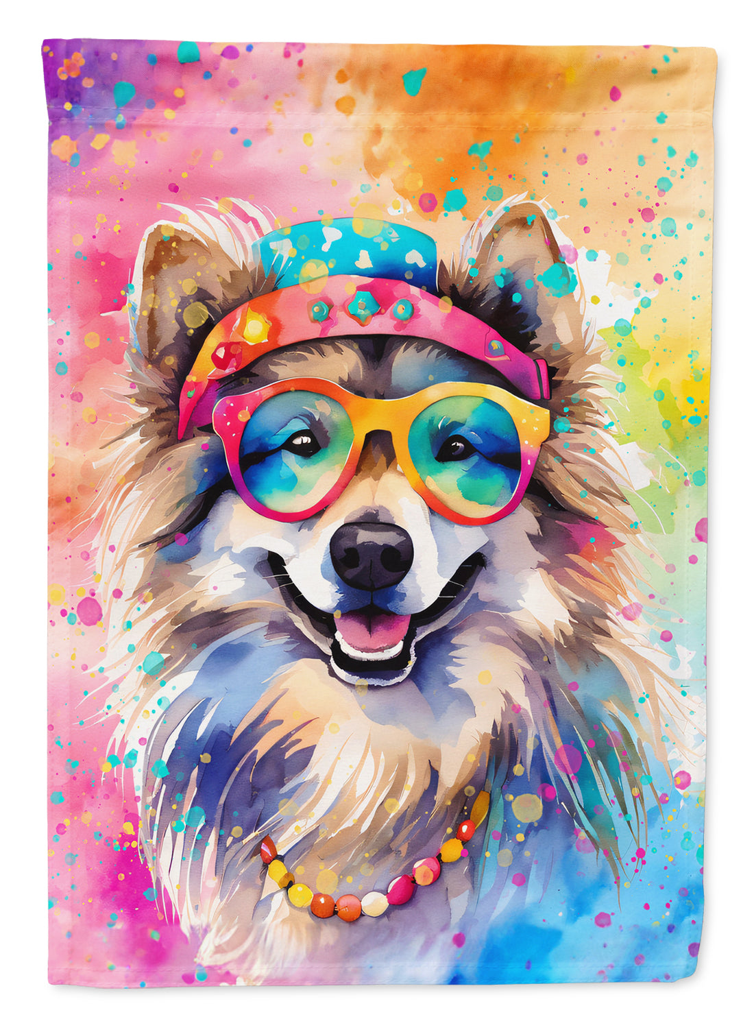 Buy this Keeshond Hippie Dawg House Flag