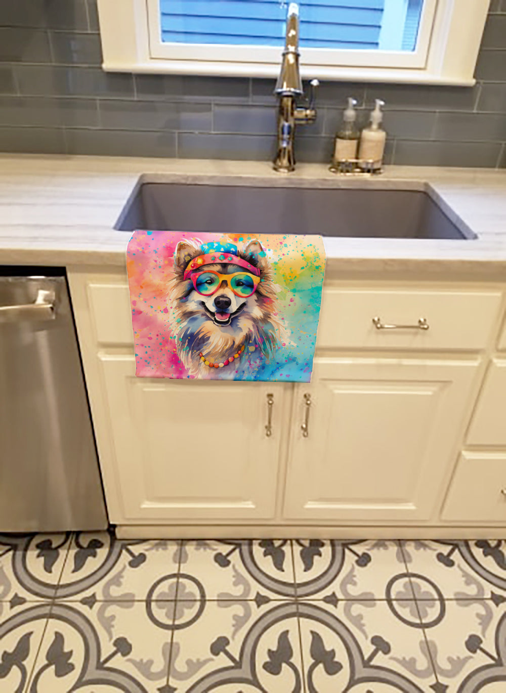 Keeshond Hippie Dawg Kitchen Towel