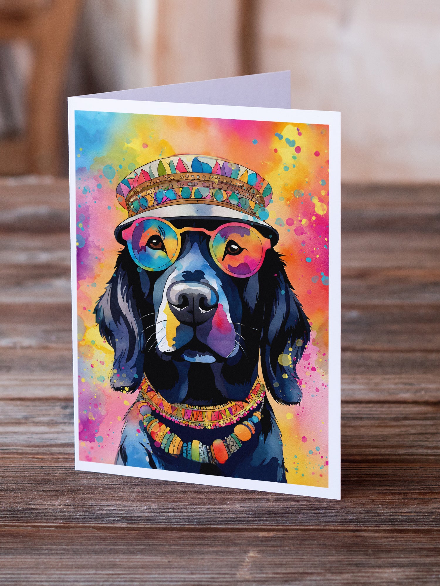 Black Labrador Hippie Dawg Greeting Cards Pack of 8