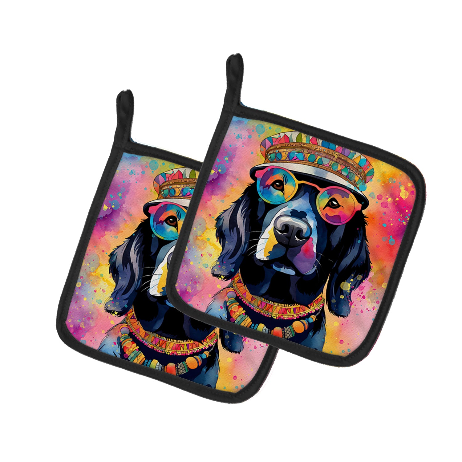 Buy this Black Labrador Hippie Dawg Pair of Pot Holders