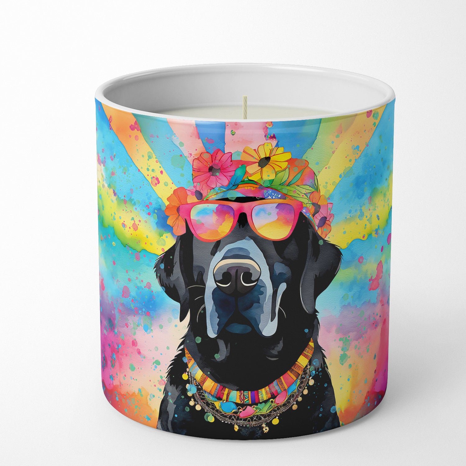 Caroline's Treasures Black Labrador Hippie Dawg Decorative Soy Candle