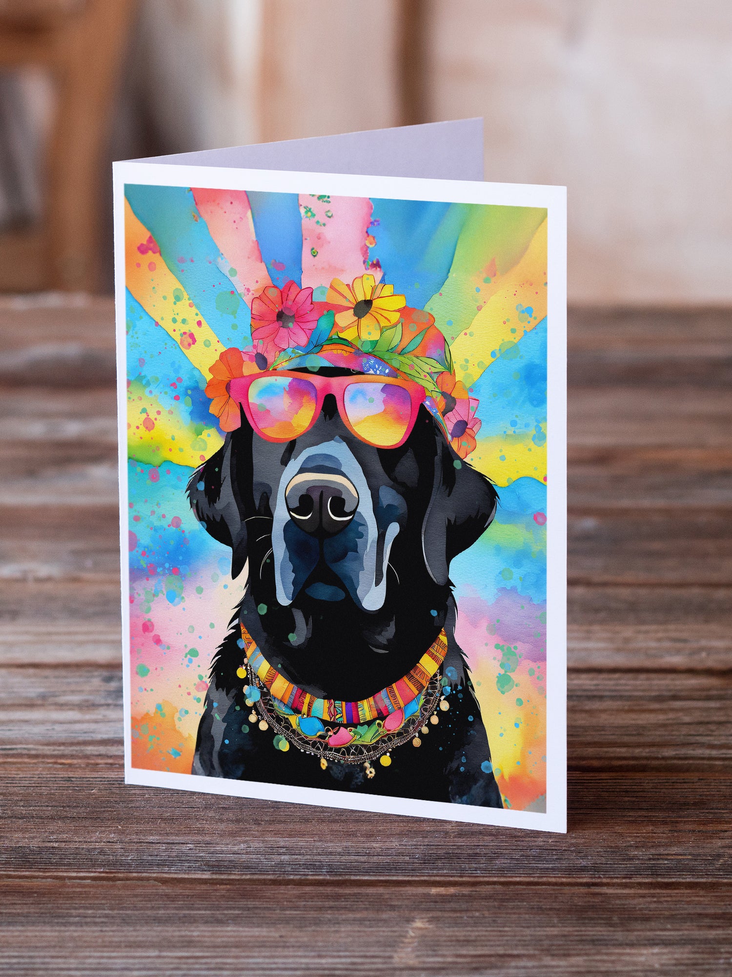 Buy this Black Labrador Hippie Dawg Greeting Cards Pack of 8