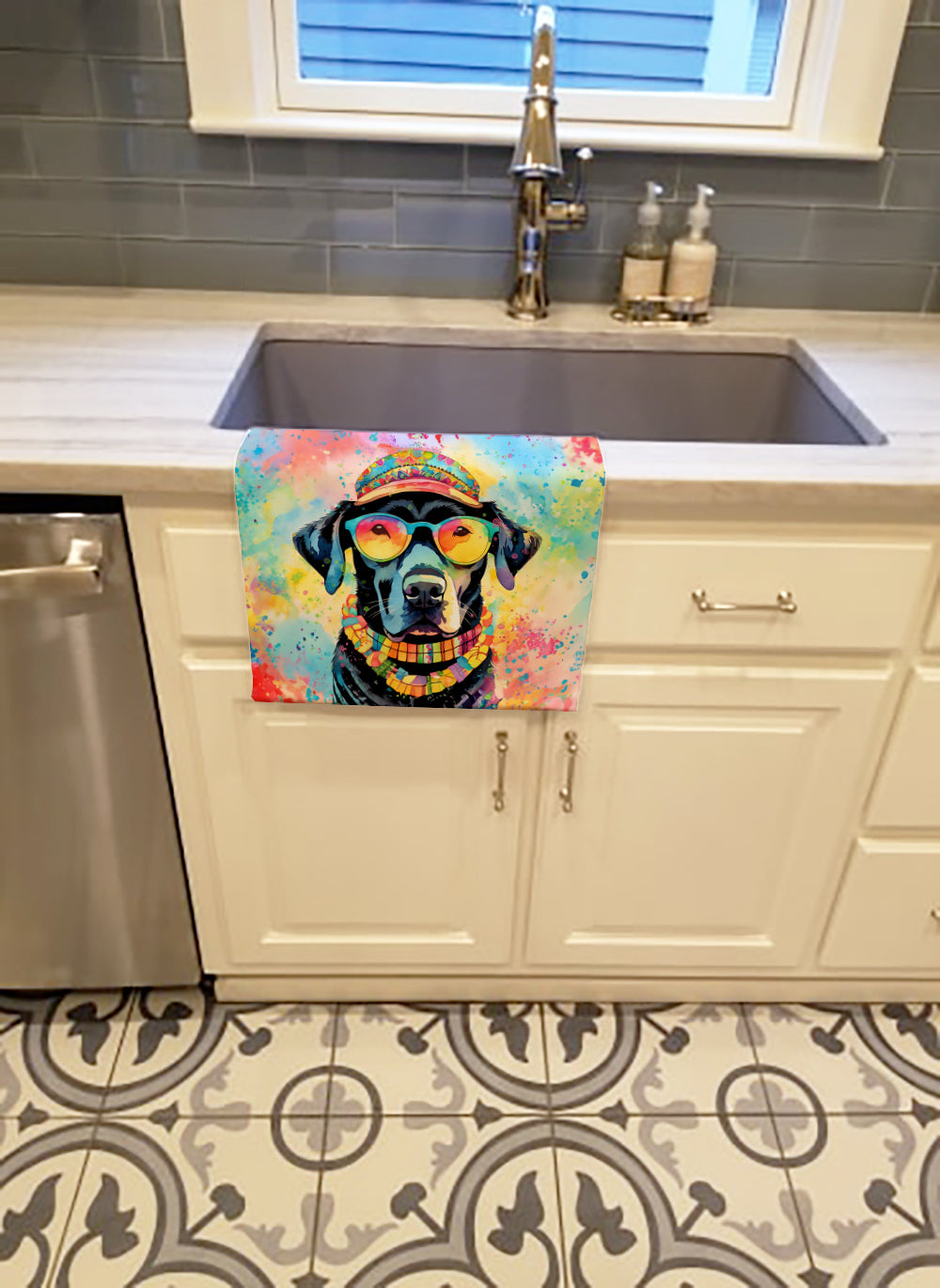 Black Labrador Hippie Dawg Kitchen Towel