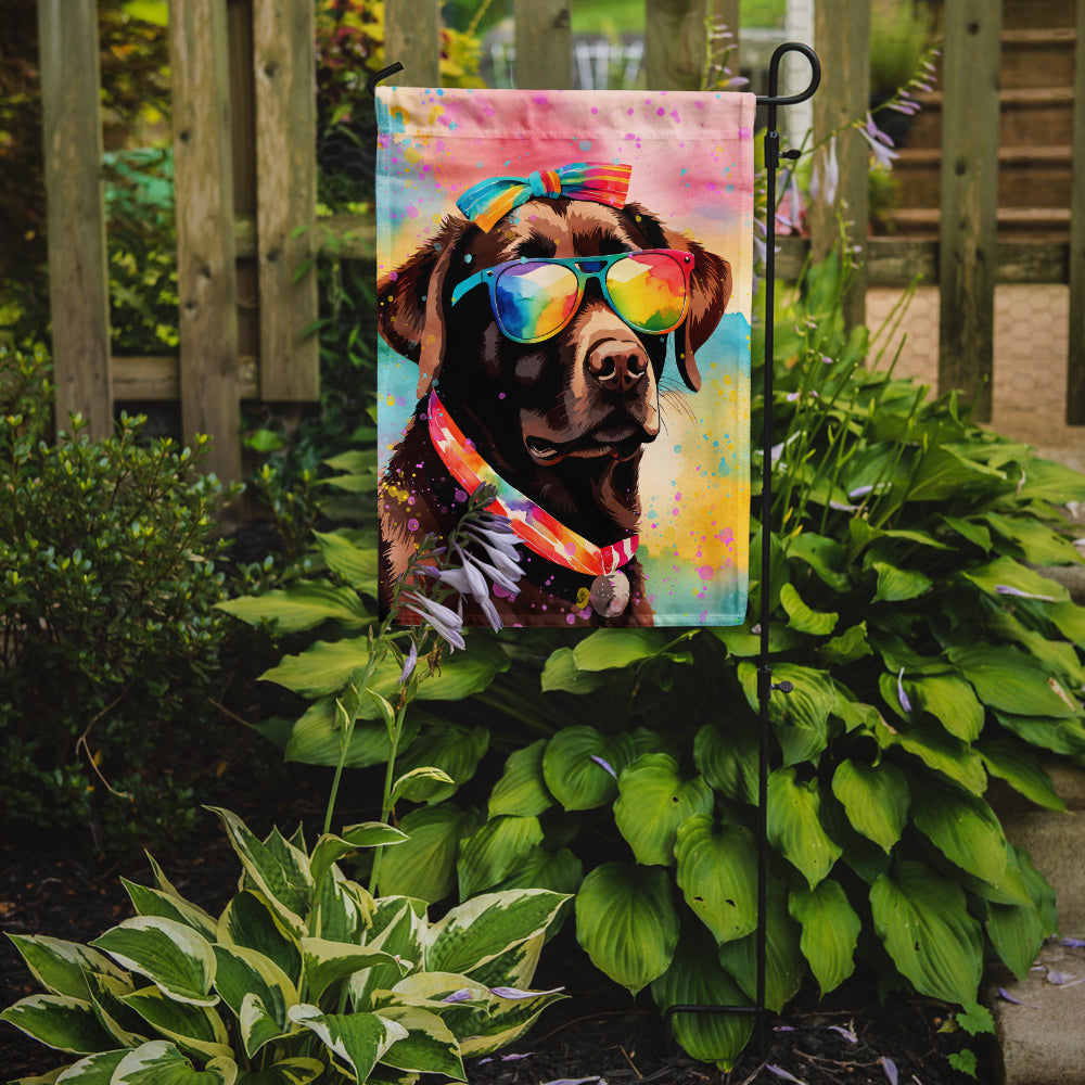 Chocolate Labrador Hippie Dawg Garden Flag