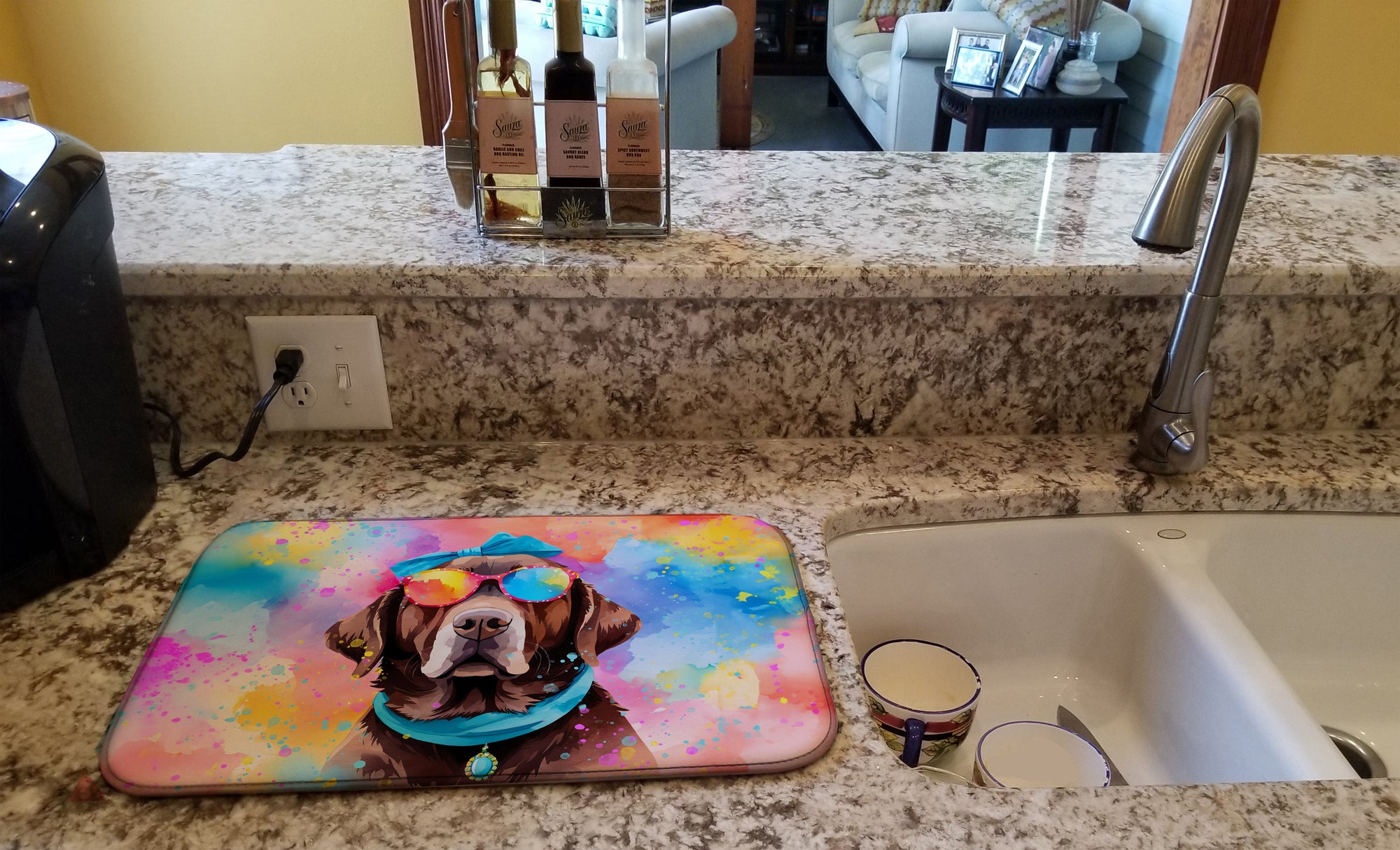 Chocolate Labrador Hippie Dawg Dish Drying Mat